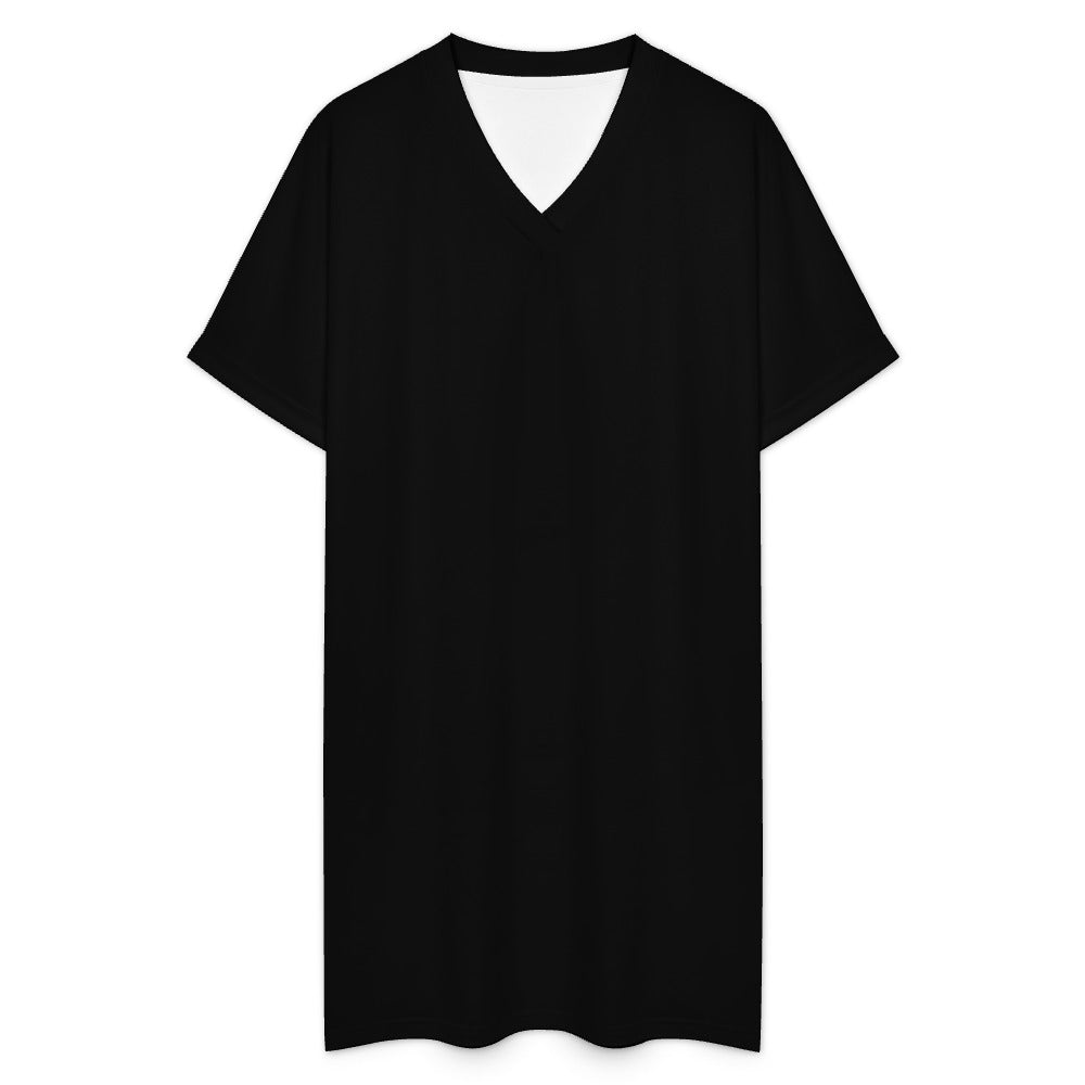 Women's Casual V-neck Dress with Turn-up Cuffs