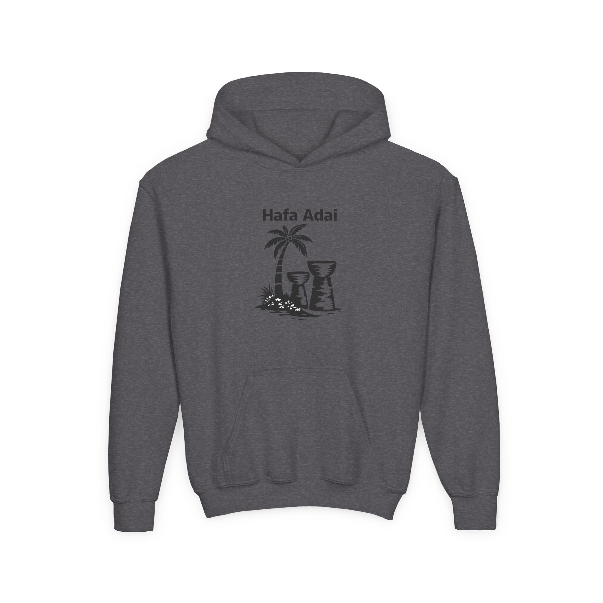 Personalized Hafa Adai Youth Hoodie — Guam Island Palm & Tiki Drum Sweatshirt