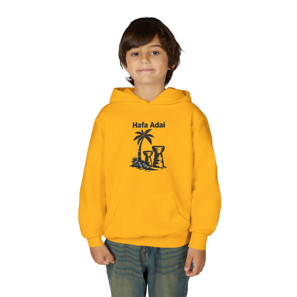 Personalized Hafa Adai Youth Hoodie — Guam Island Palm & Tiki Drum Sweatshirt