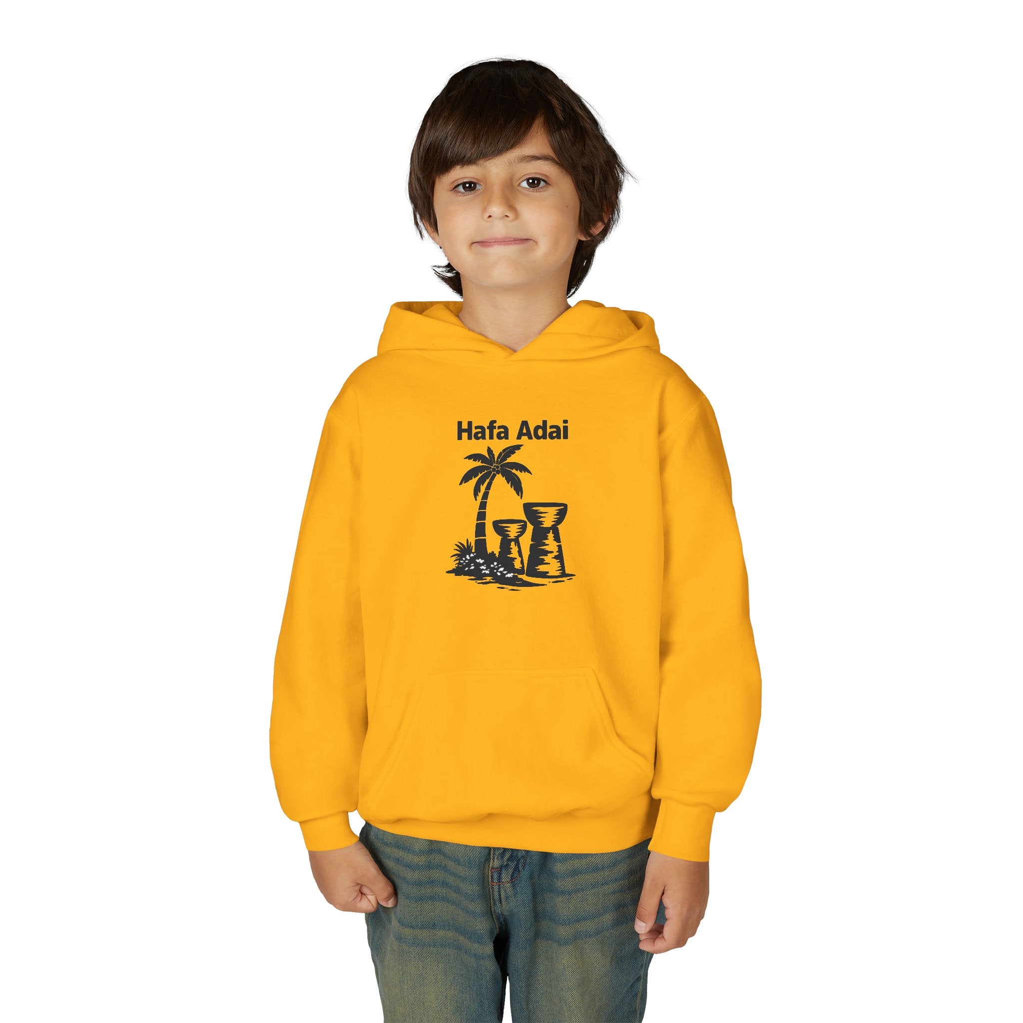 Personalized Hafa Adai Youth Hoodie — Guam Island Palm & Tiki Drum Sweatshirt