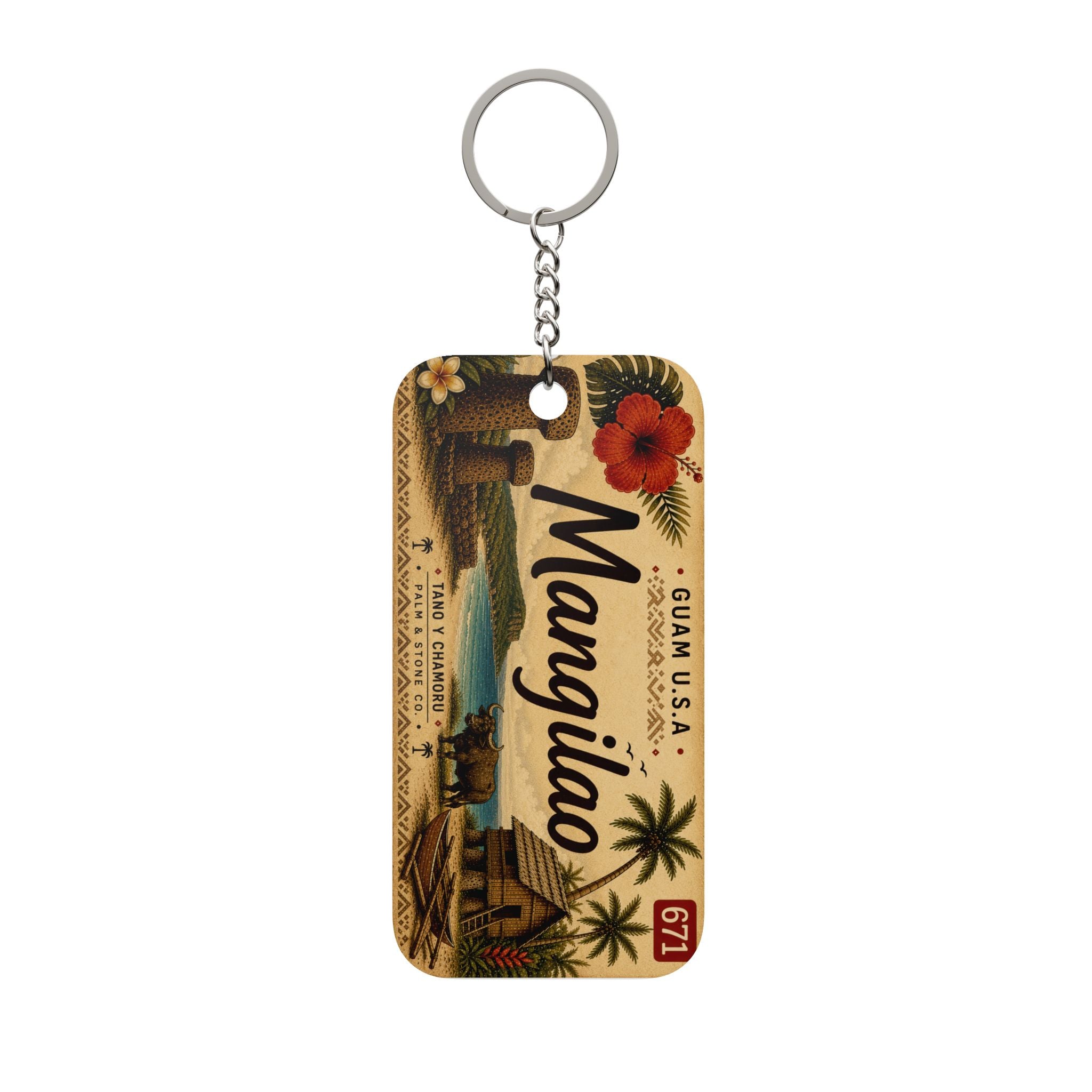 Personalized Island Village Vintage Surf Keychain | Double-Sided Custom Charm  (Add your own image/text or buy as is)