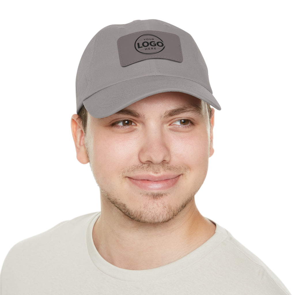 Leather Patch Dad Hat — Custom Logo Rectangular Patch Cap