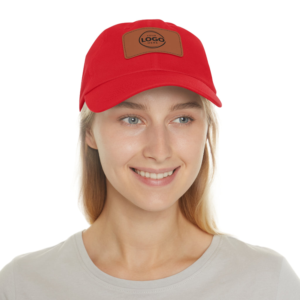 Leather Patch Dad Hat — Custom Logo Rectangular Patch Cap
