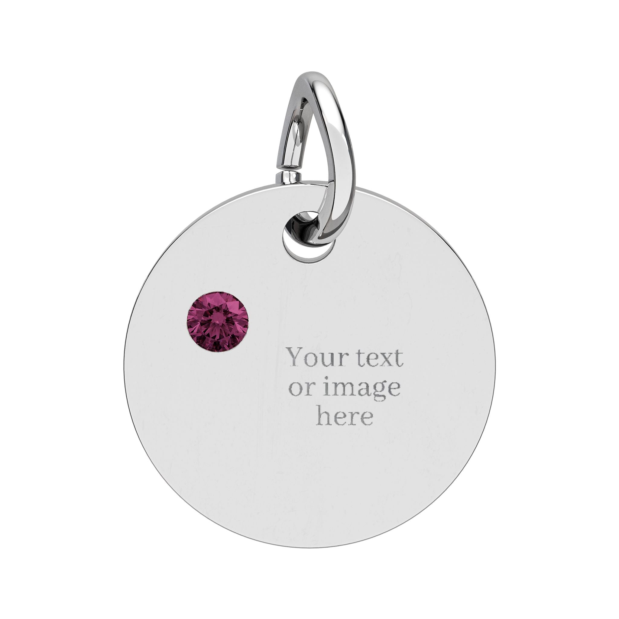 Engravable Birthstone Circle Charm — Personalized Necklace Pendant