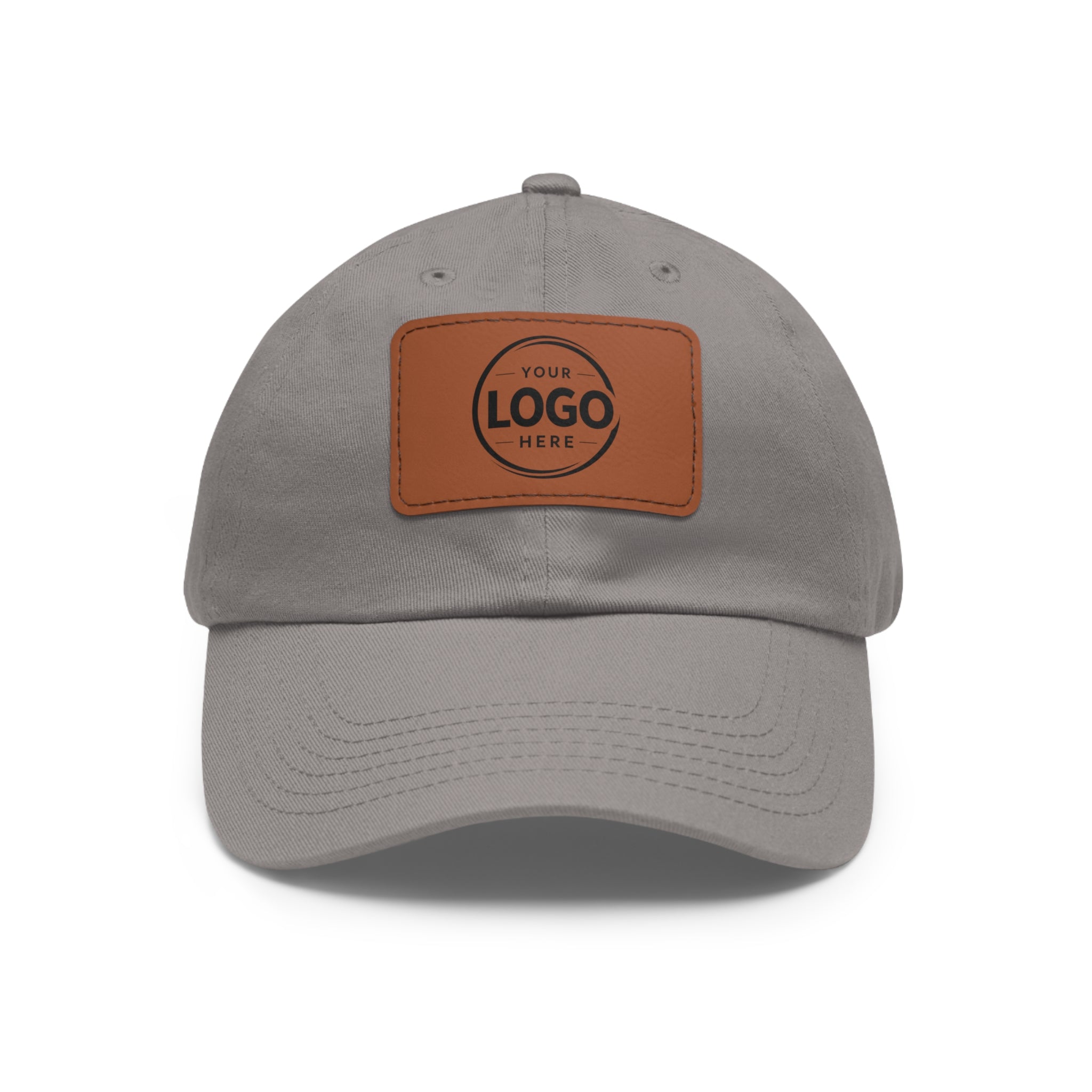 Leather Patch Dad Hat — Custom Logo Rectangular Patch Cap