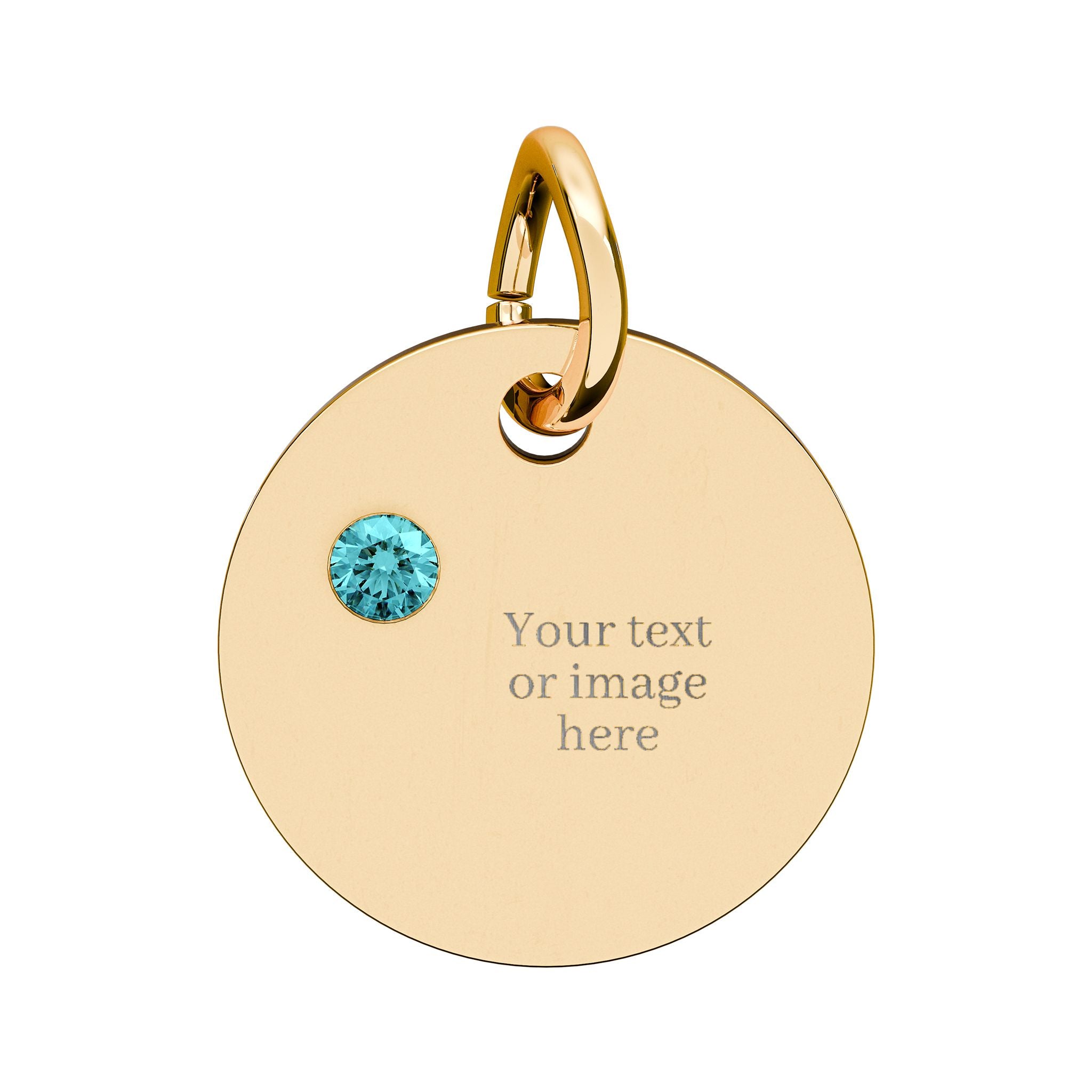 Engravable Birthstone Circle Charm — Personalized Necklace Pendant