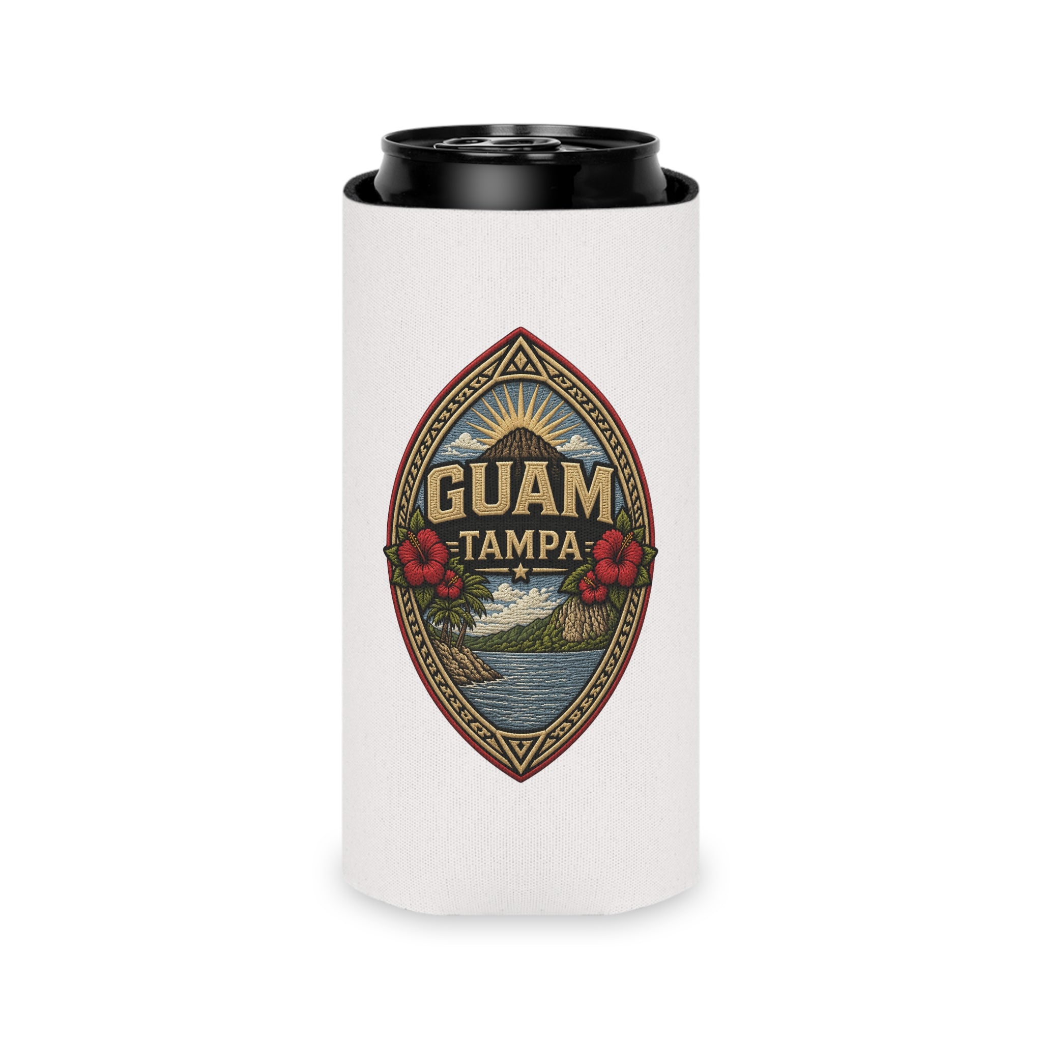 WHITE Guam Seal Tampa Can Cooler/Koozie