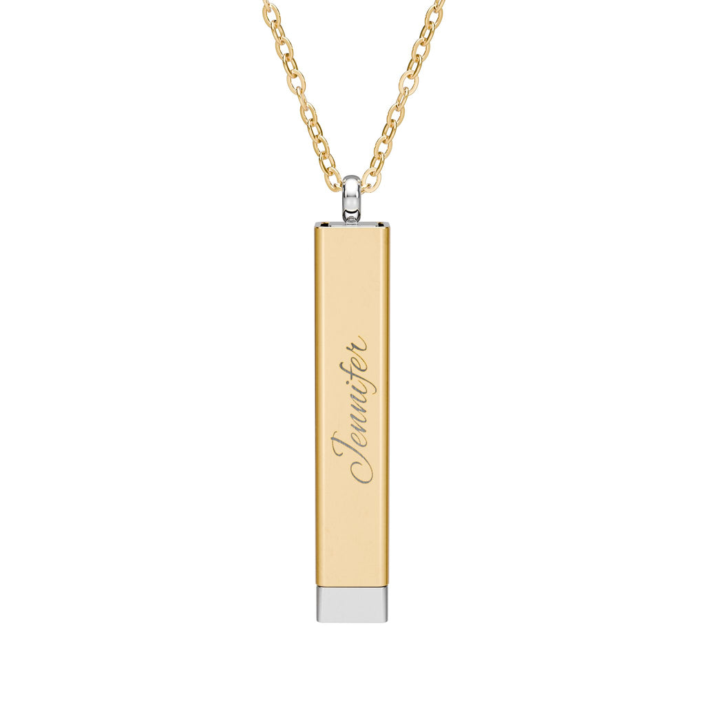 Hidden Message Sliding Bar Necklace | Engraved Secret Pendant (Gold & Silver)