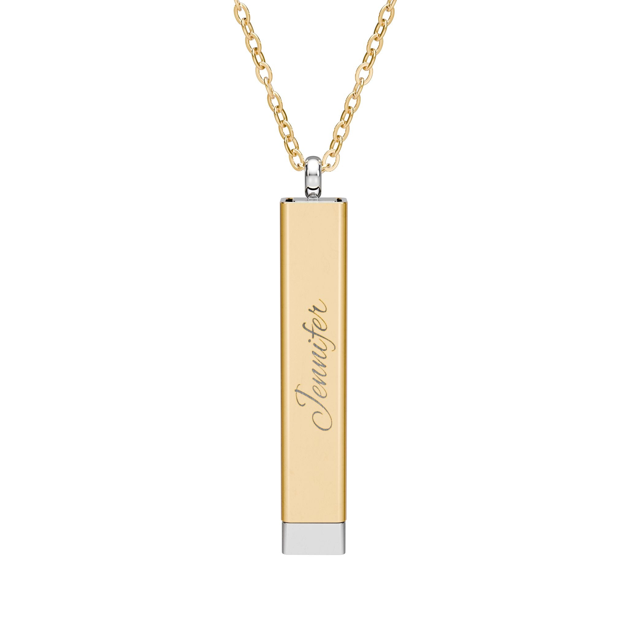 Hidden Message Sliding Bar Necklace | Engraved Secret Pendant (Gold & Silver)
