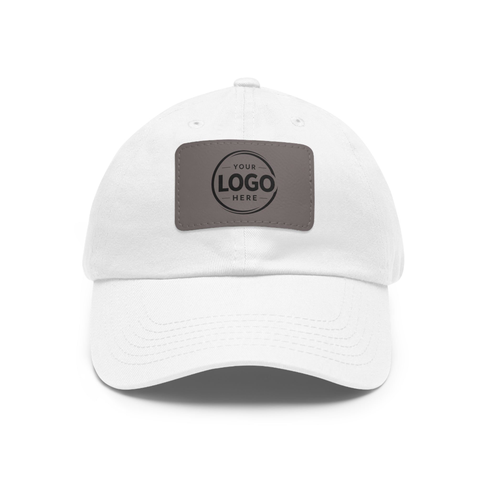 Leather Patch Dad Hat — Custom Logo Rectangular Patch Cap