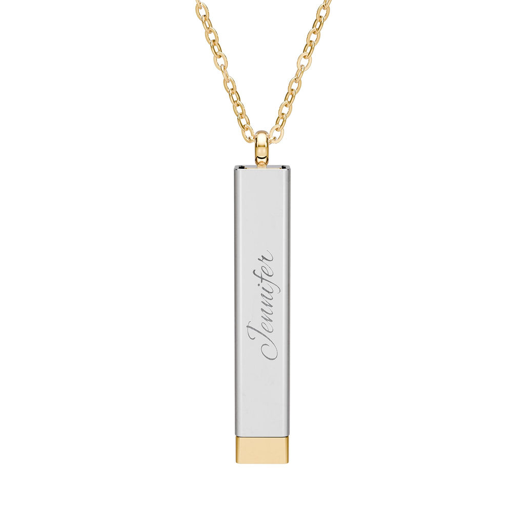 Hidden Message Sliding Bar Necklace | Engraved Secret Pendant (Gold & Silver)