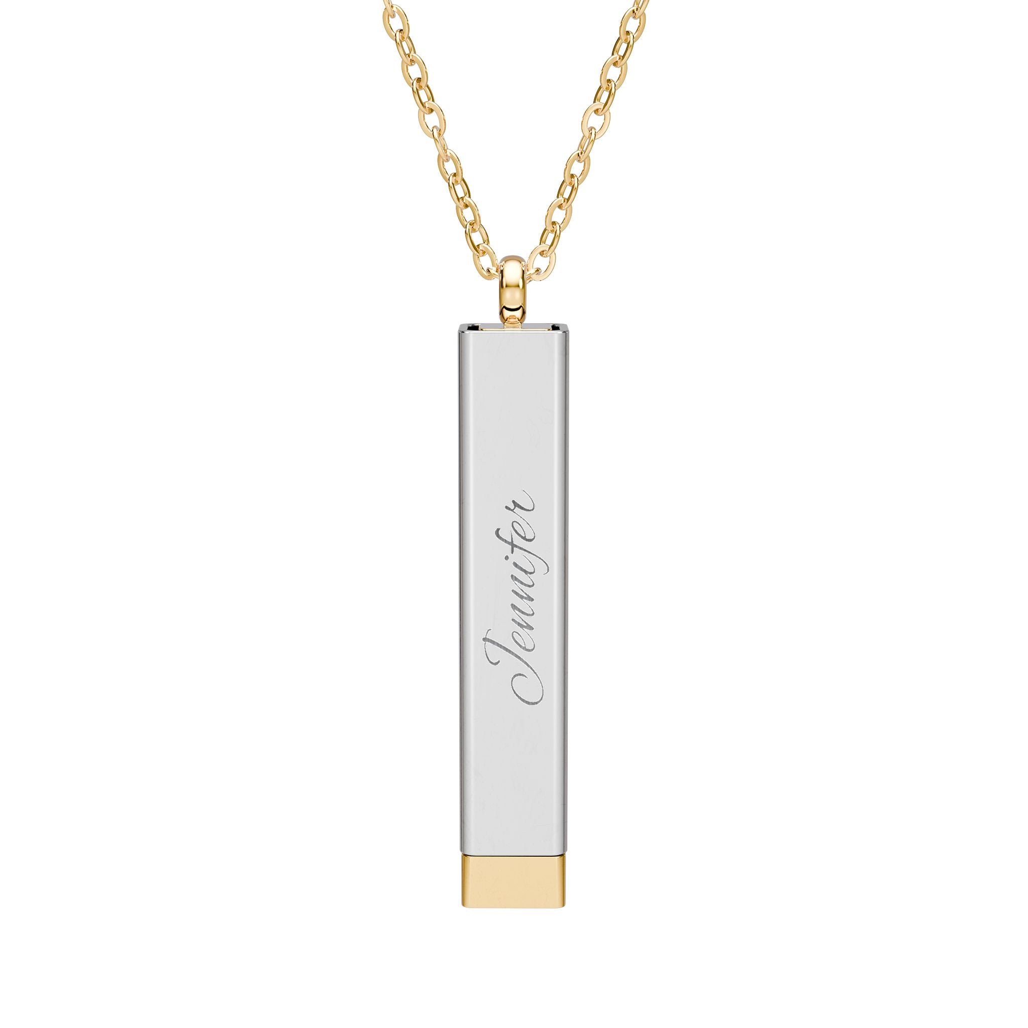 Hidden Message Sliding Bar Necklace | Engraved Secret Pendant (Gold & Silver)