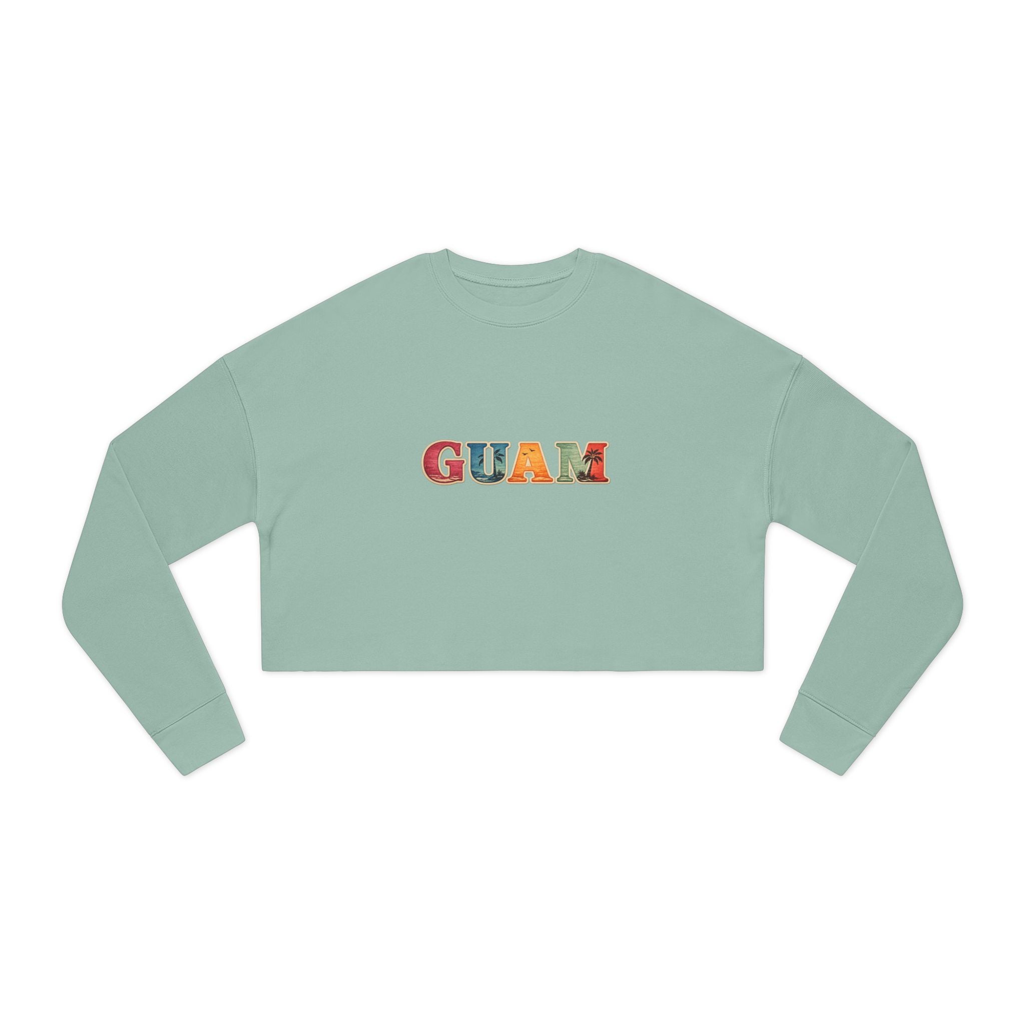 GUAM Vintage Postcard Cropped Sweatshirt