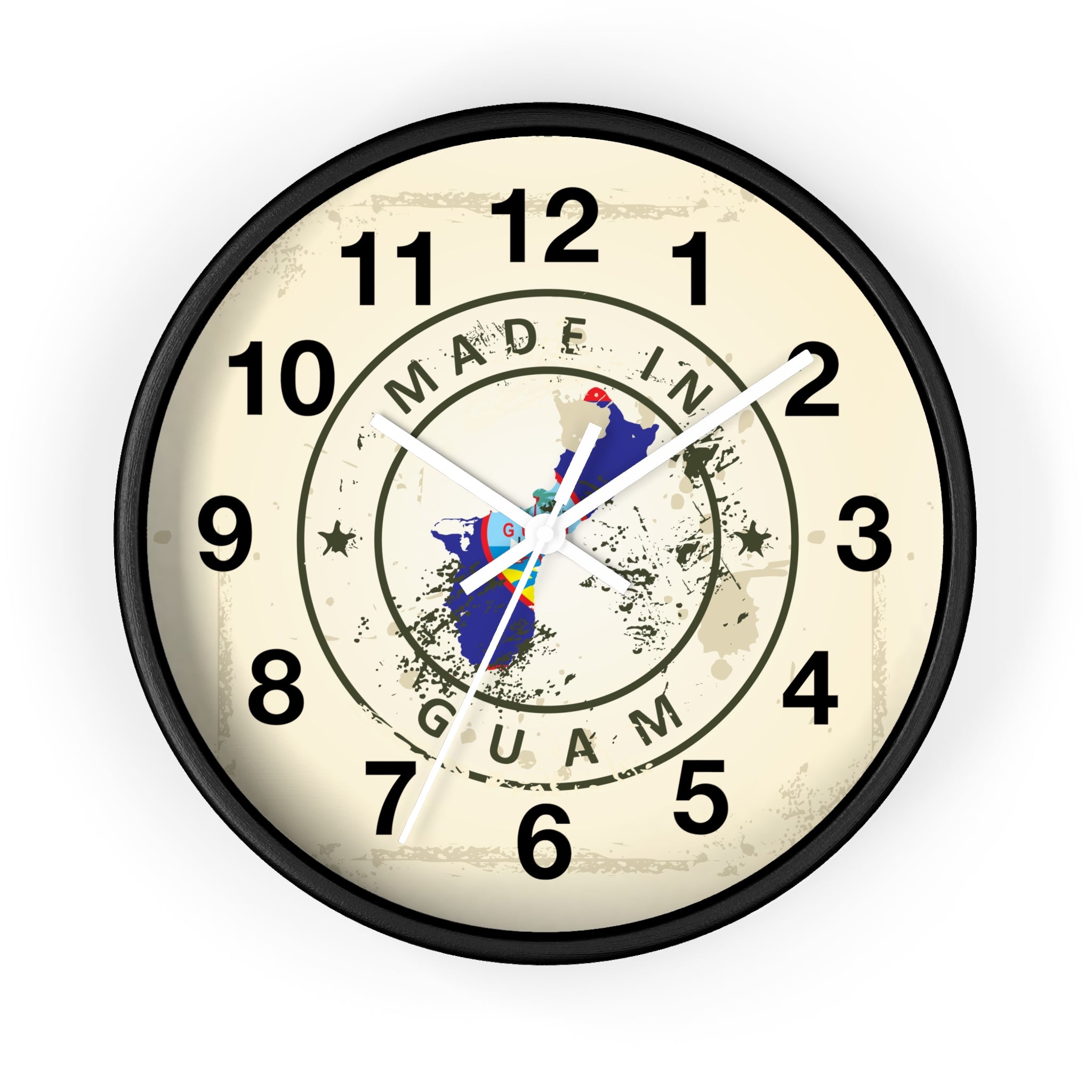 Made in Guam Wall Clock — Vintage Island Map Design