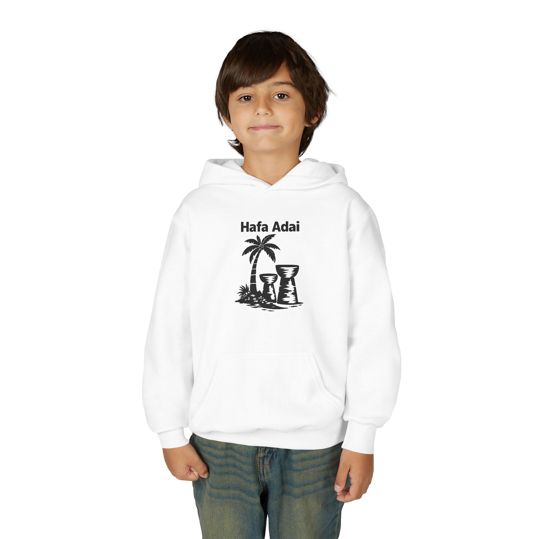 Personalized Hafa Adai Youth Hoodie — Guam Island Palm & Tiki Drum Sweatshirt