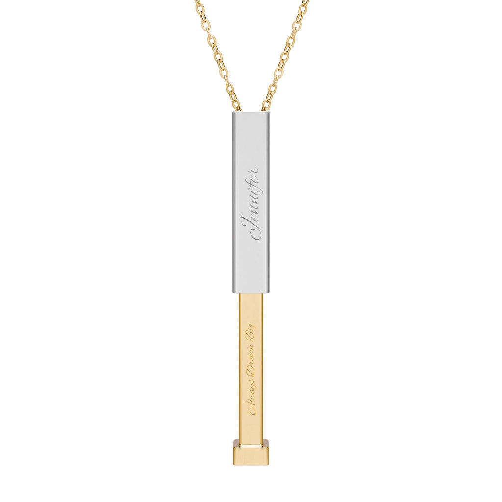 Hidden Message Sliding Bar Necklace | Engraved Secret Pendant (Gold & Silver)