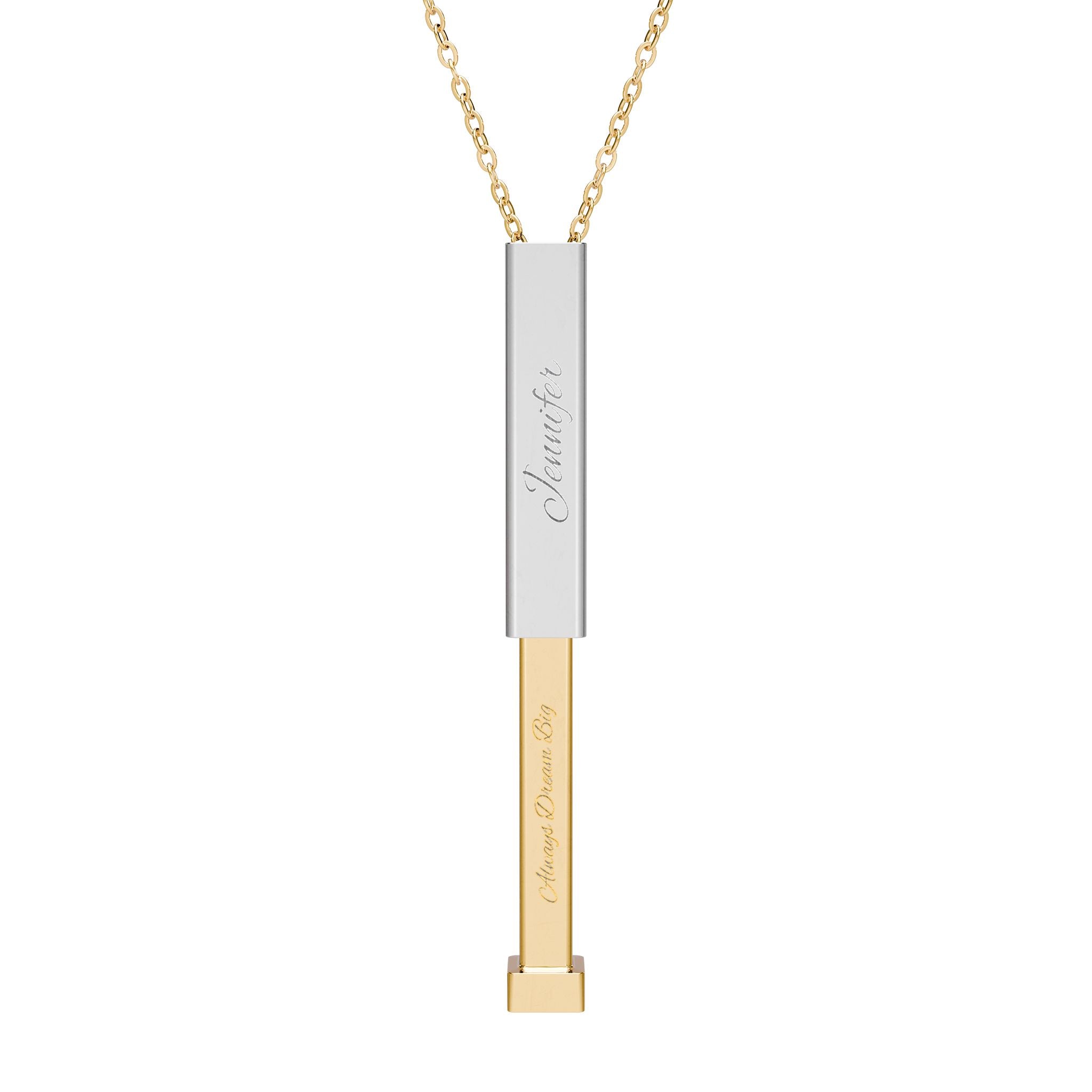 Hidden Message Sliding Bar Necklace | Engraved Secret Pendant (Gold & Silver)