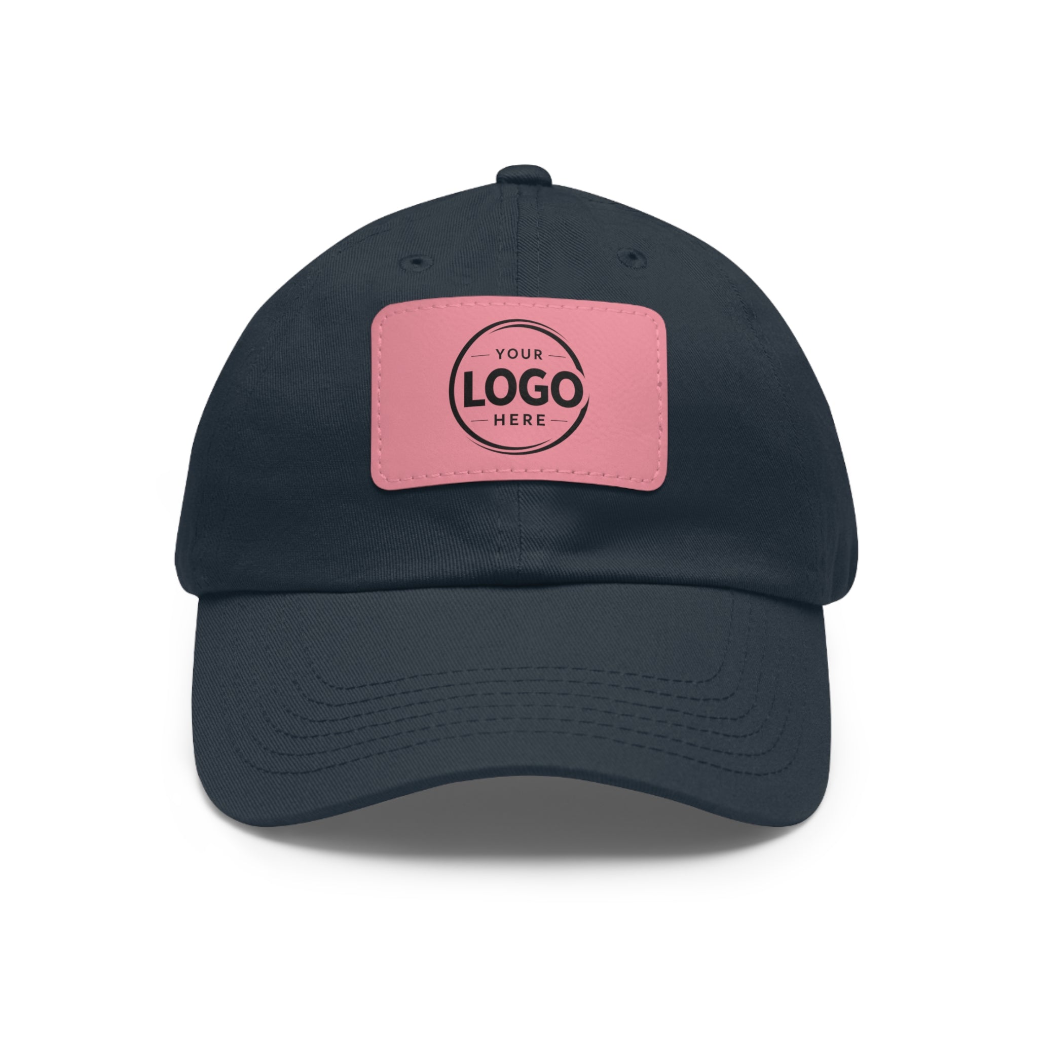 Leather Patch Dad Hat — Custom Logo Rectangular Patch Cap