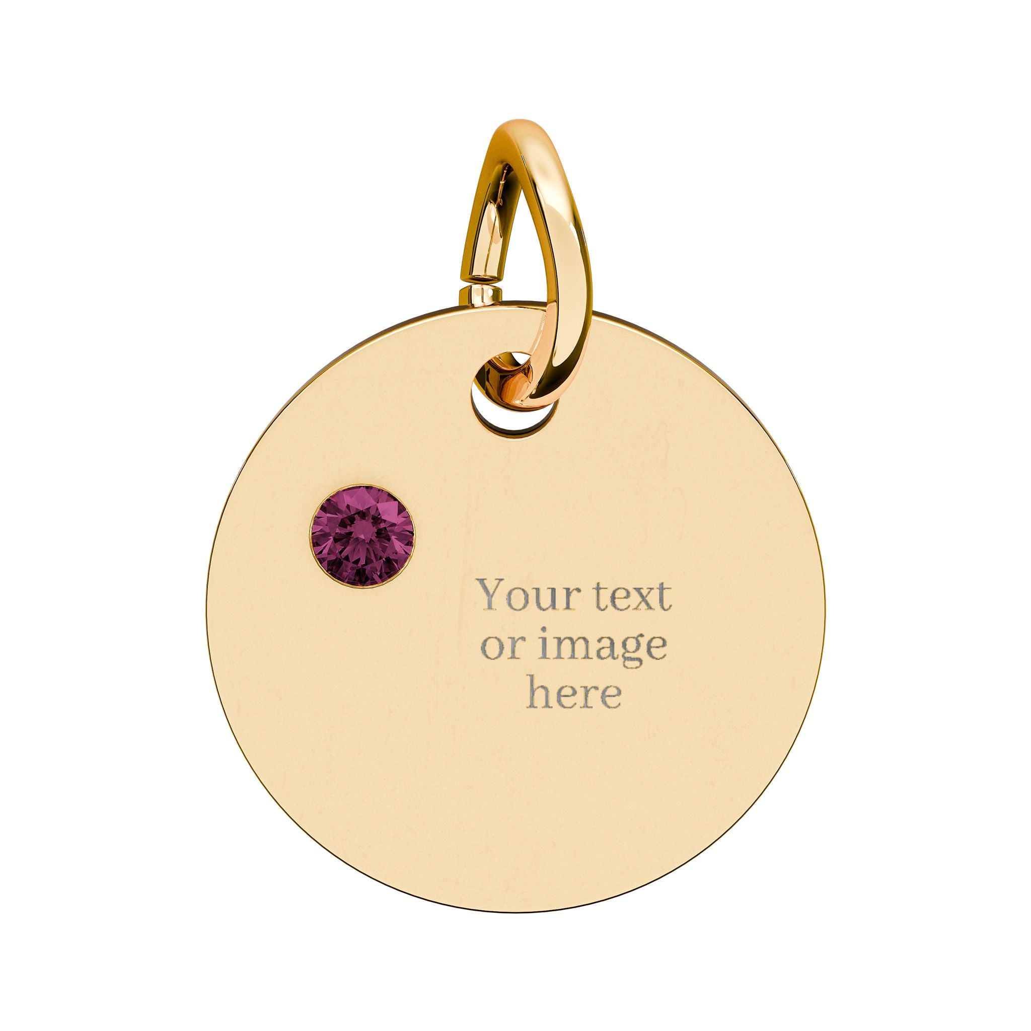 Engravable Birthstone Circle Charm — Personalized Necklace Pendant