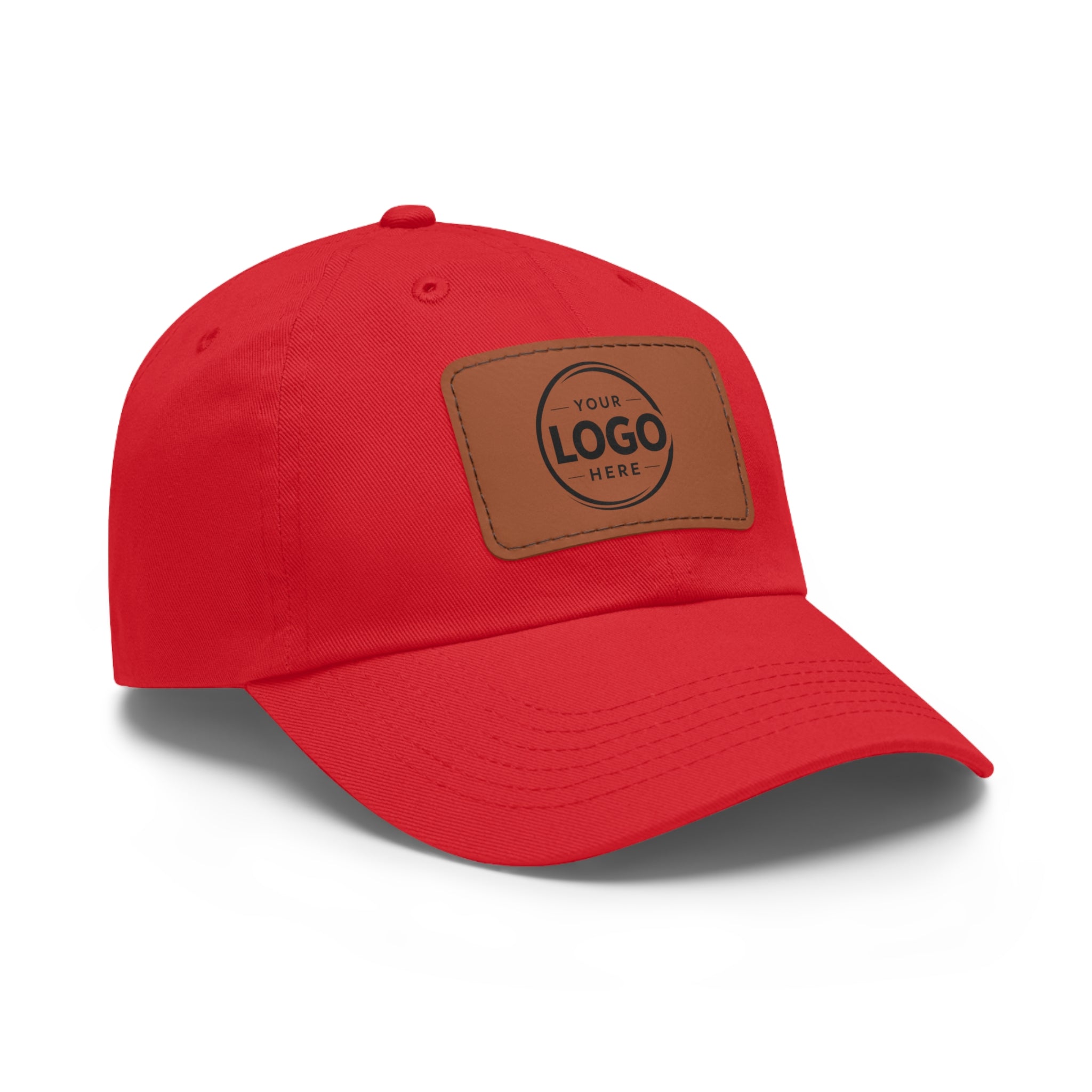 Leather Patch Dad Hat — Custom Logo Rectangular Patch Cap