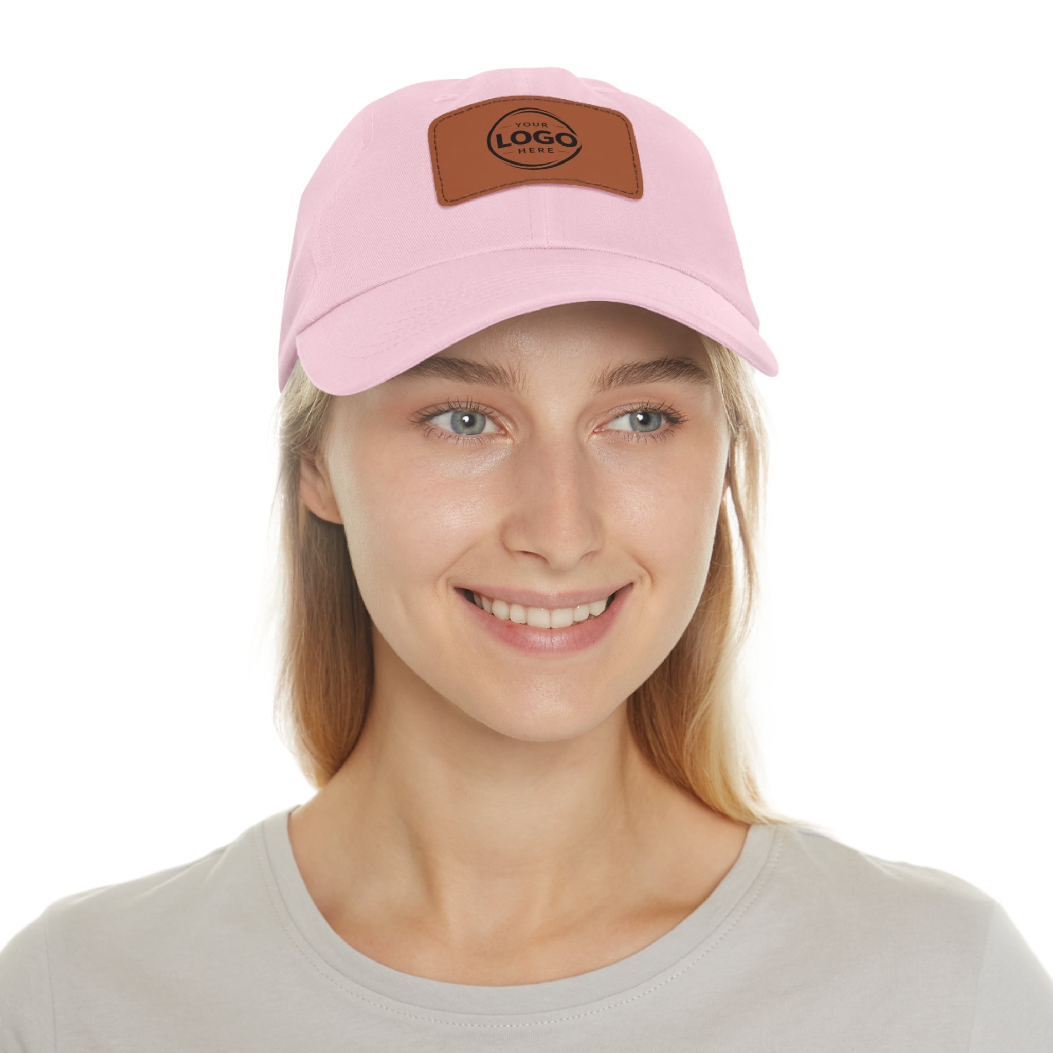 Leather Patch Dad Hat — Custom Logo Rectangular Patch Cap