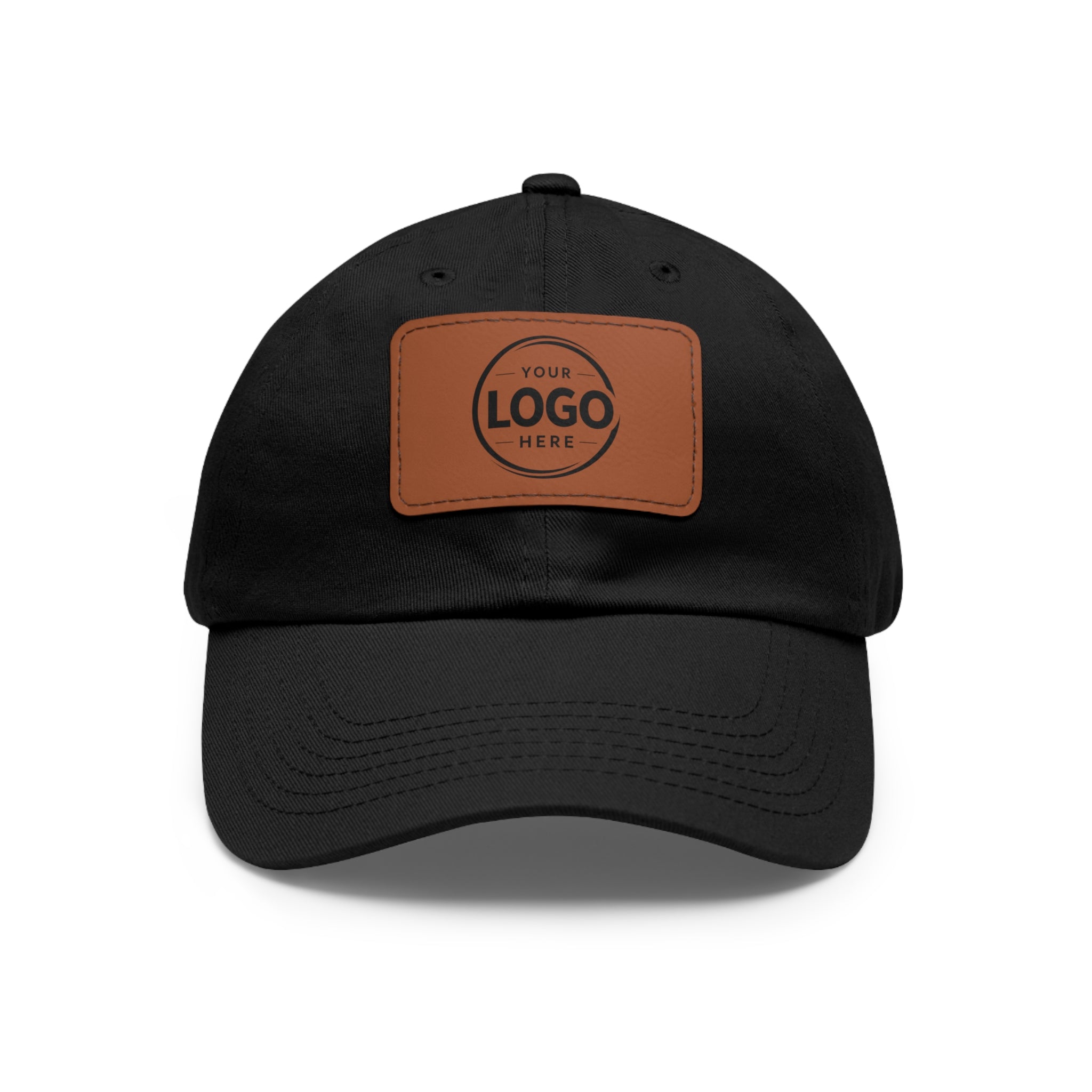 Leather Patch Dad Hat — Custom Logo Rectangular Patch Cap