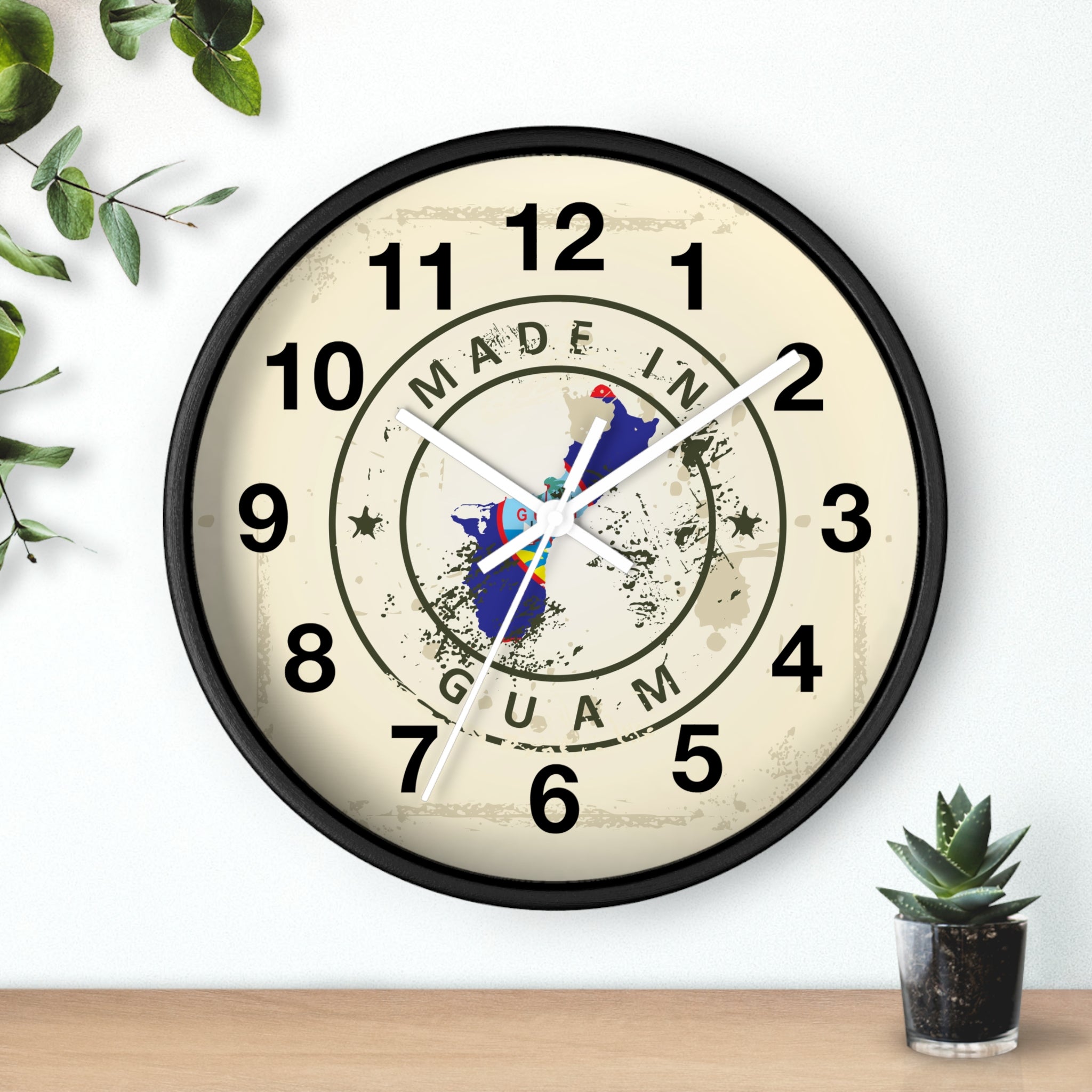 Made in Guam Wall Clock — Vintage Island Map Design