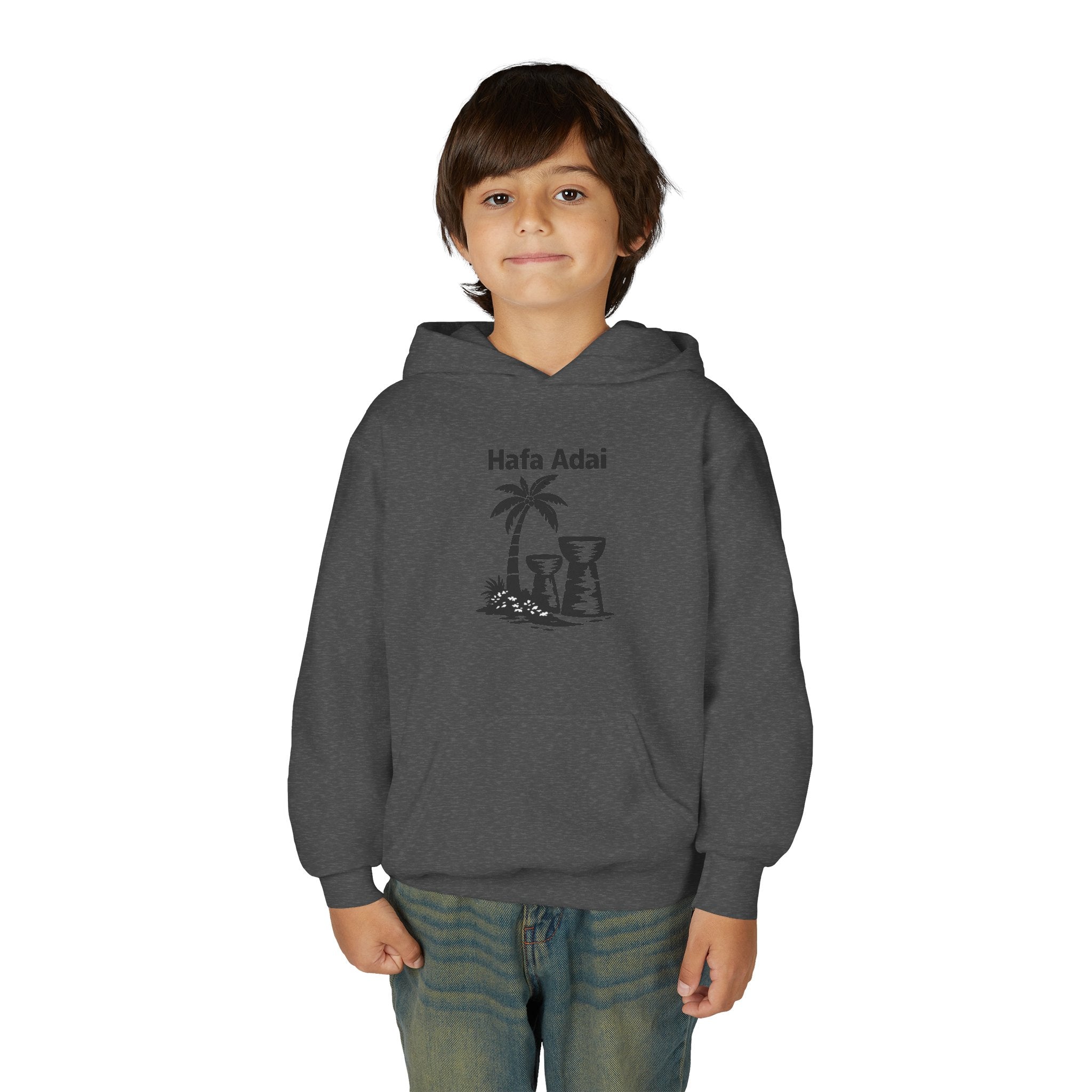 Personalized Hafa Adai Youth Hoodie — Guam Island Palm & Tiki Drum Sweatshirt