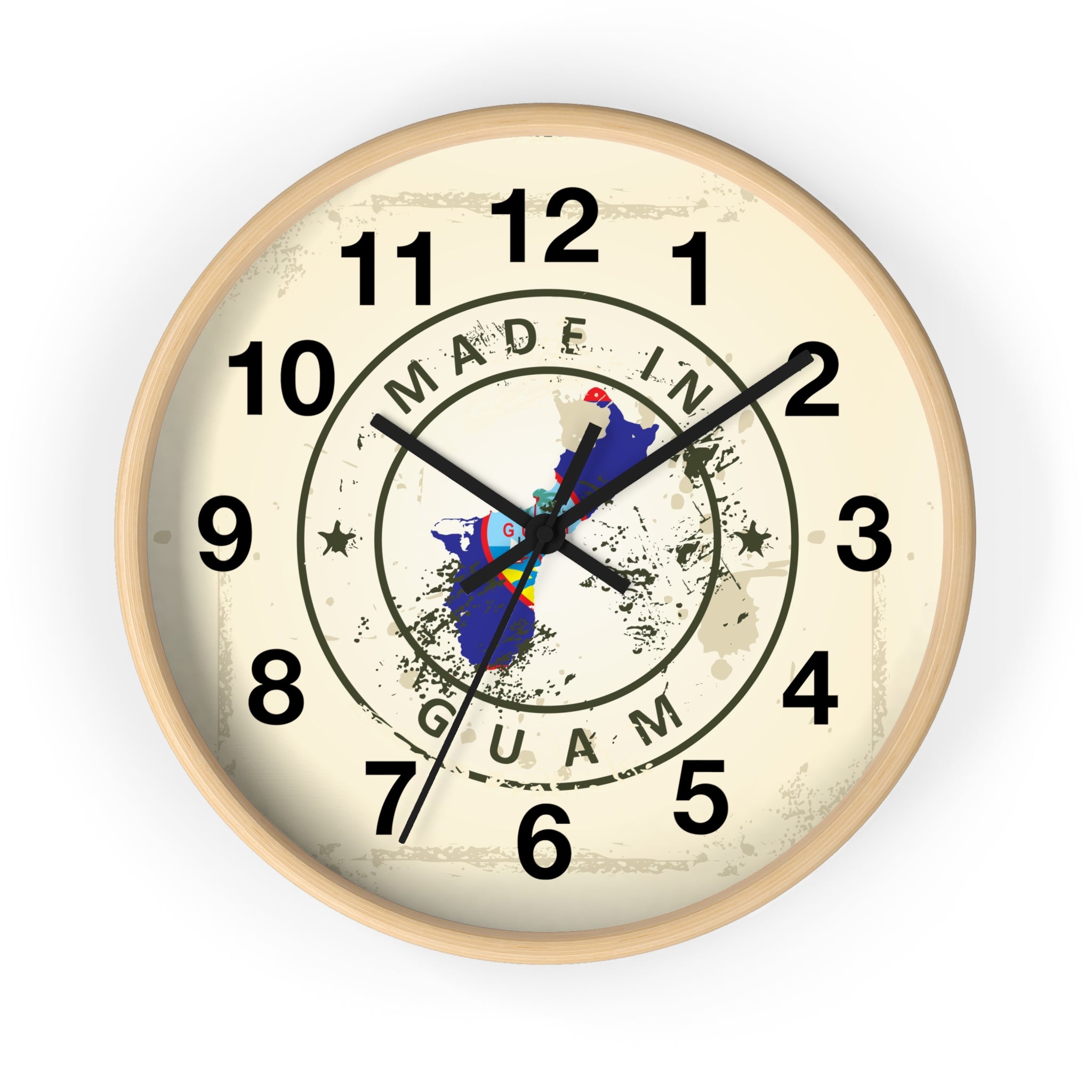 Made in Guam Wall Clock — Vintage Island Map Design