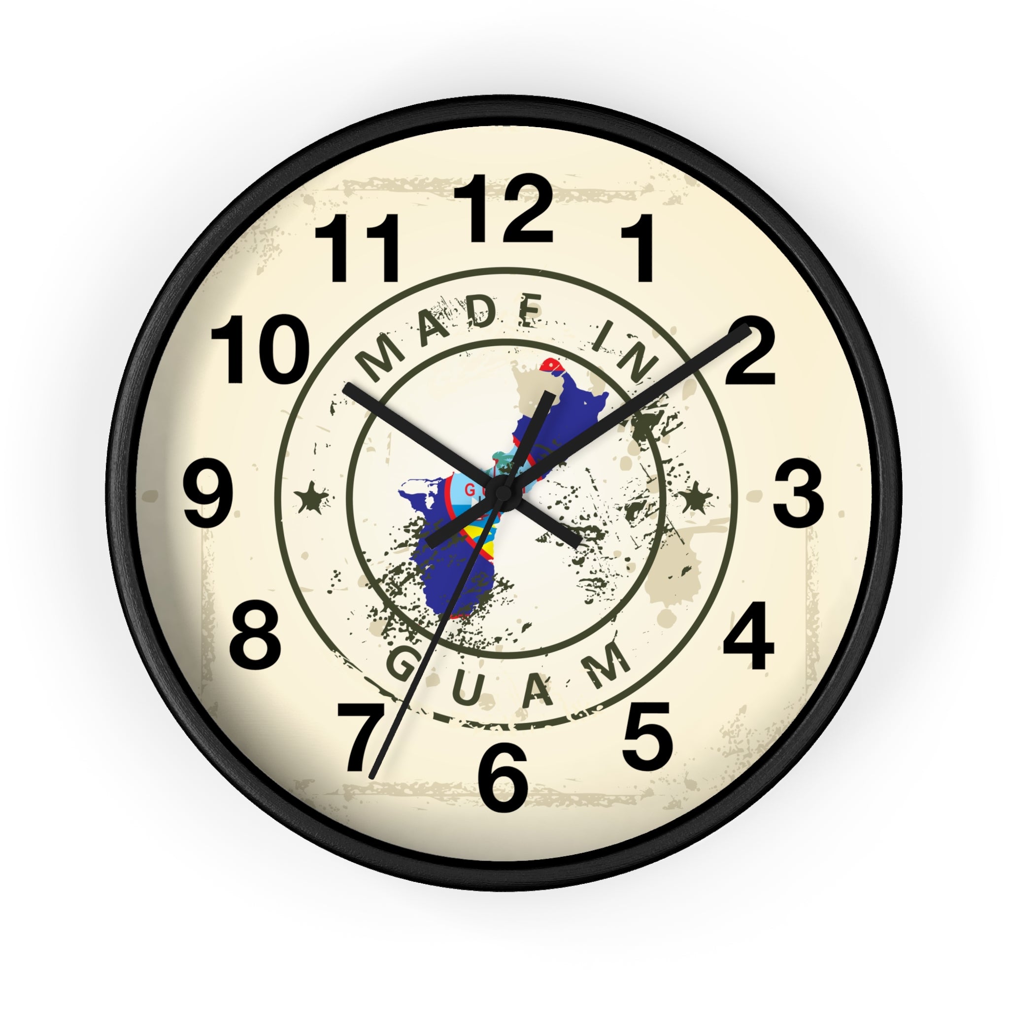 Made in Guam Wall Clock — Vintage Island Map Design