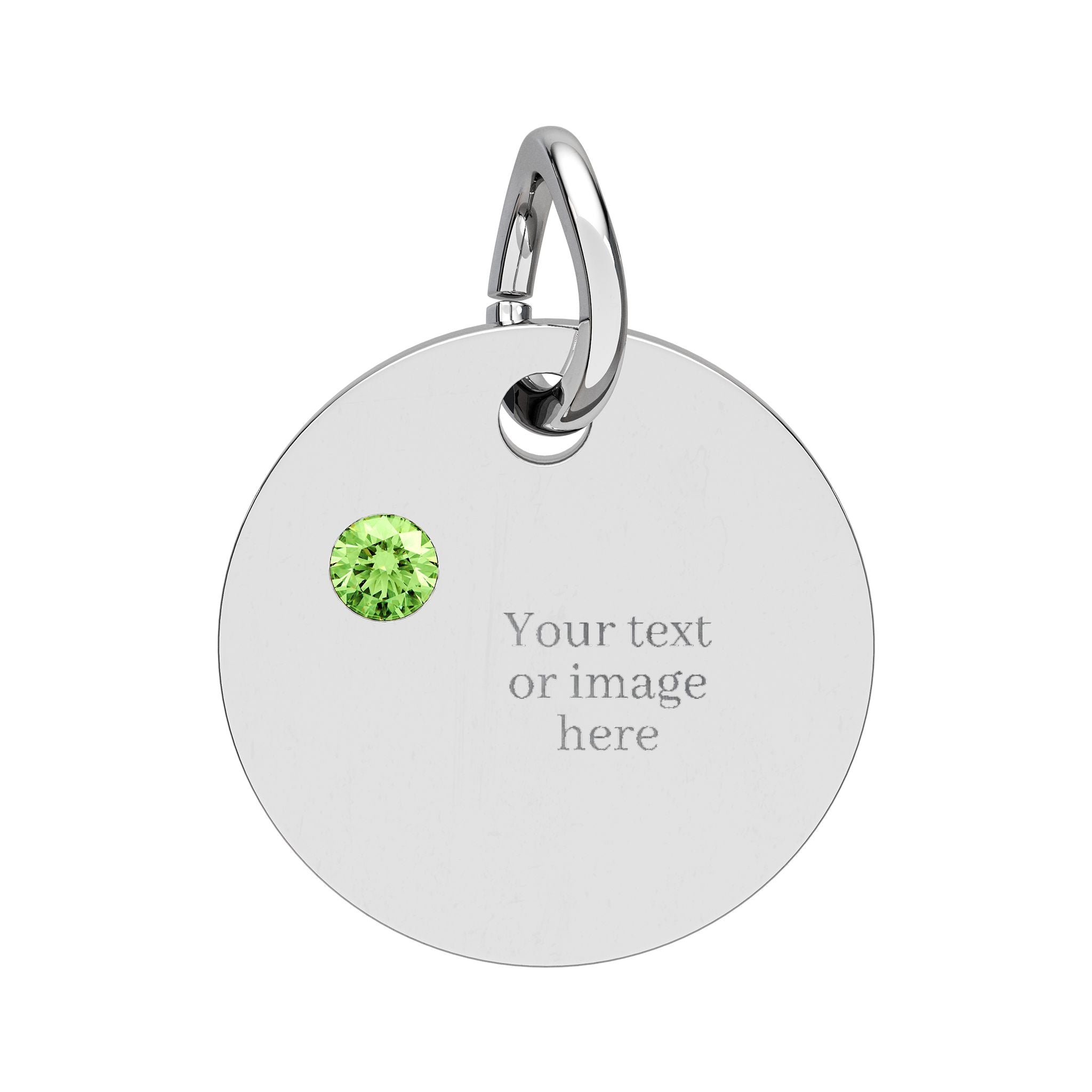 Engravable Birthstone Circle Charm — Personalized Necklace Pendant