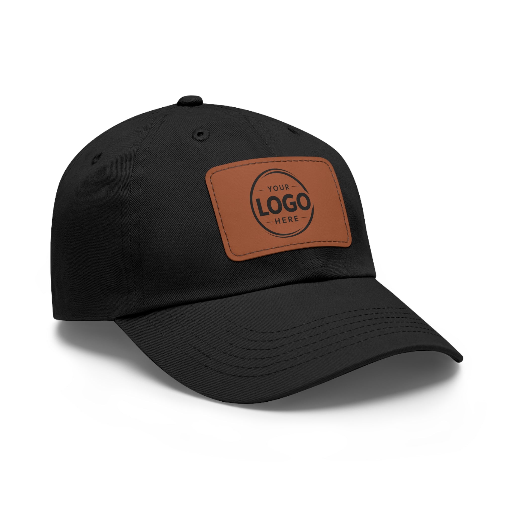 Leather Patch Dad Hat — Custom Logo Rectangular Patch Cap