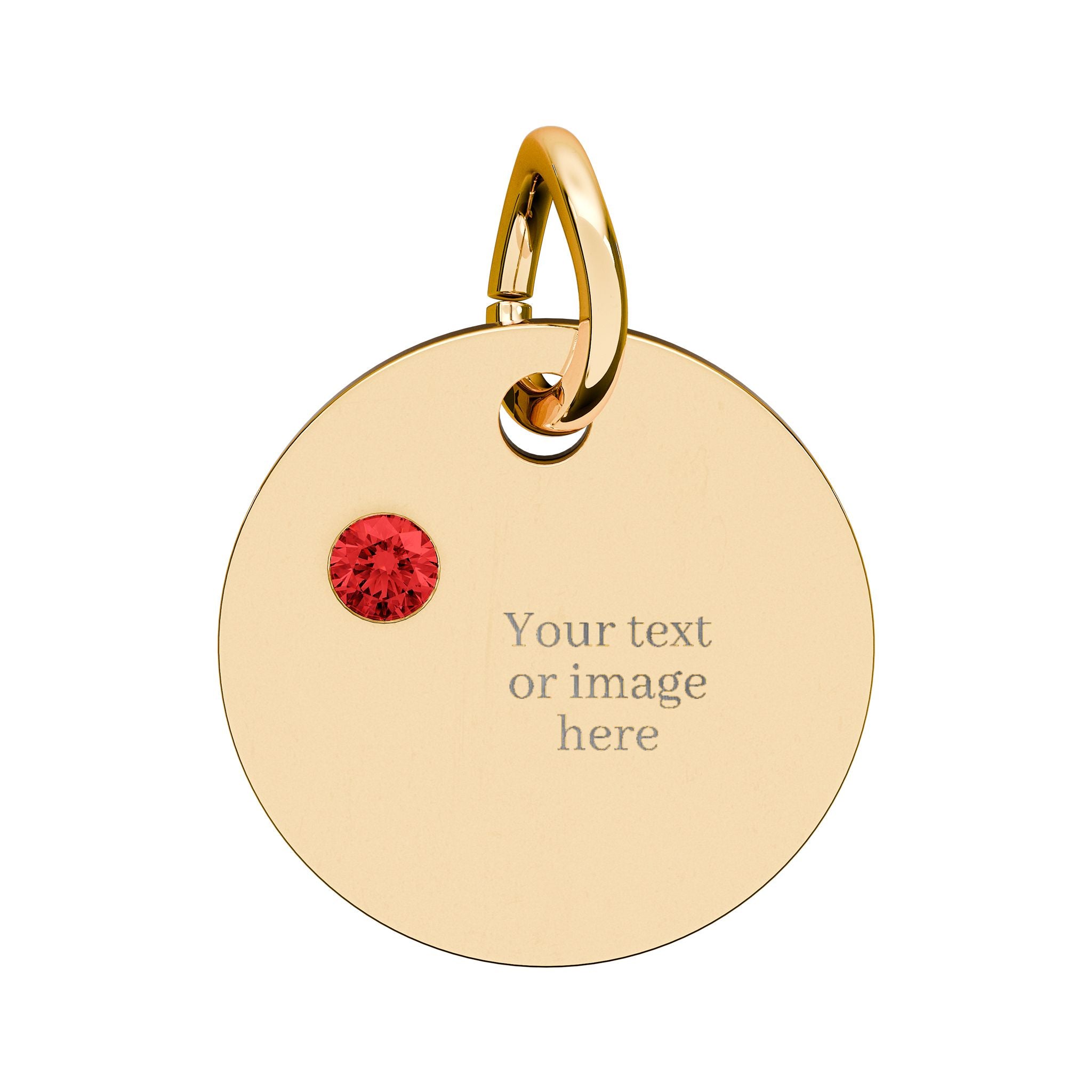 Engravable Birthstone Circle Charm — Personalized Necklace Pendant