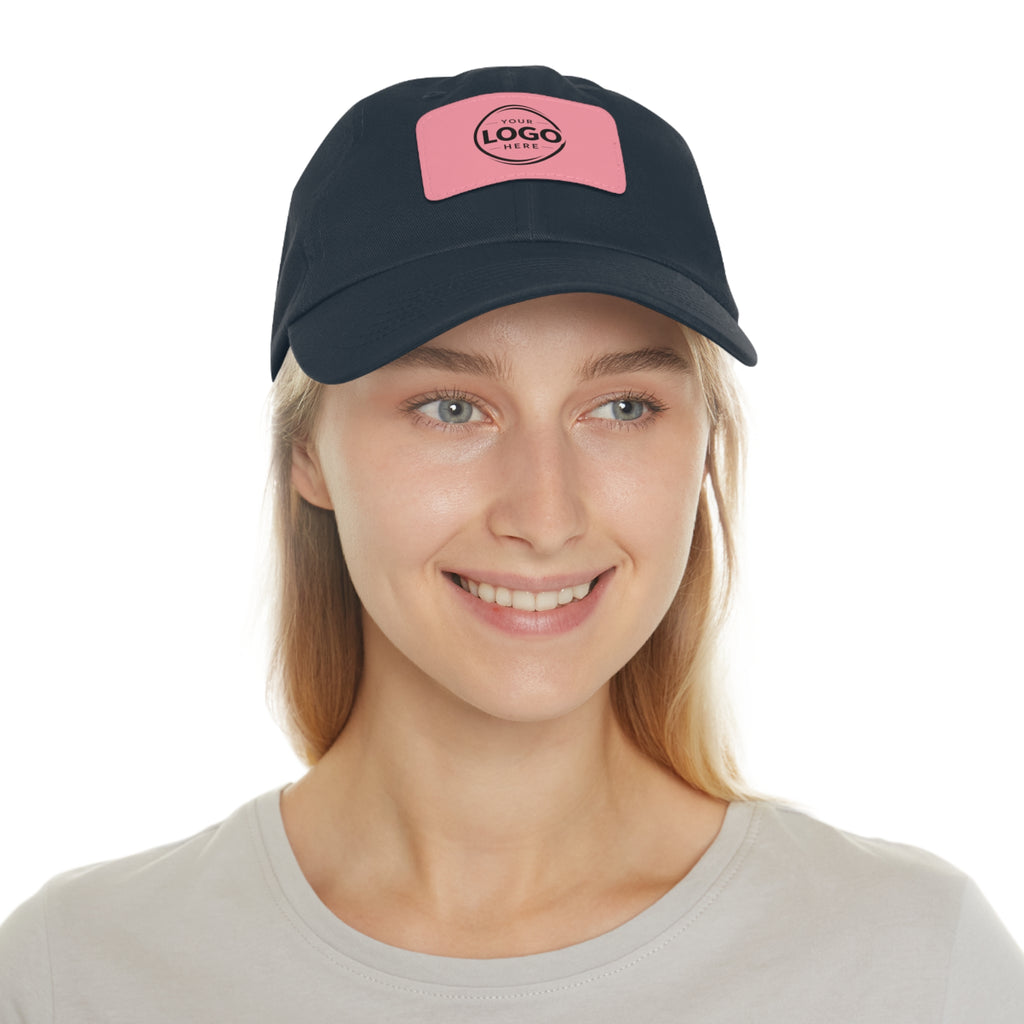 Leather Patch Dad Hat — Custom Logo Rectangular Patch Cap