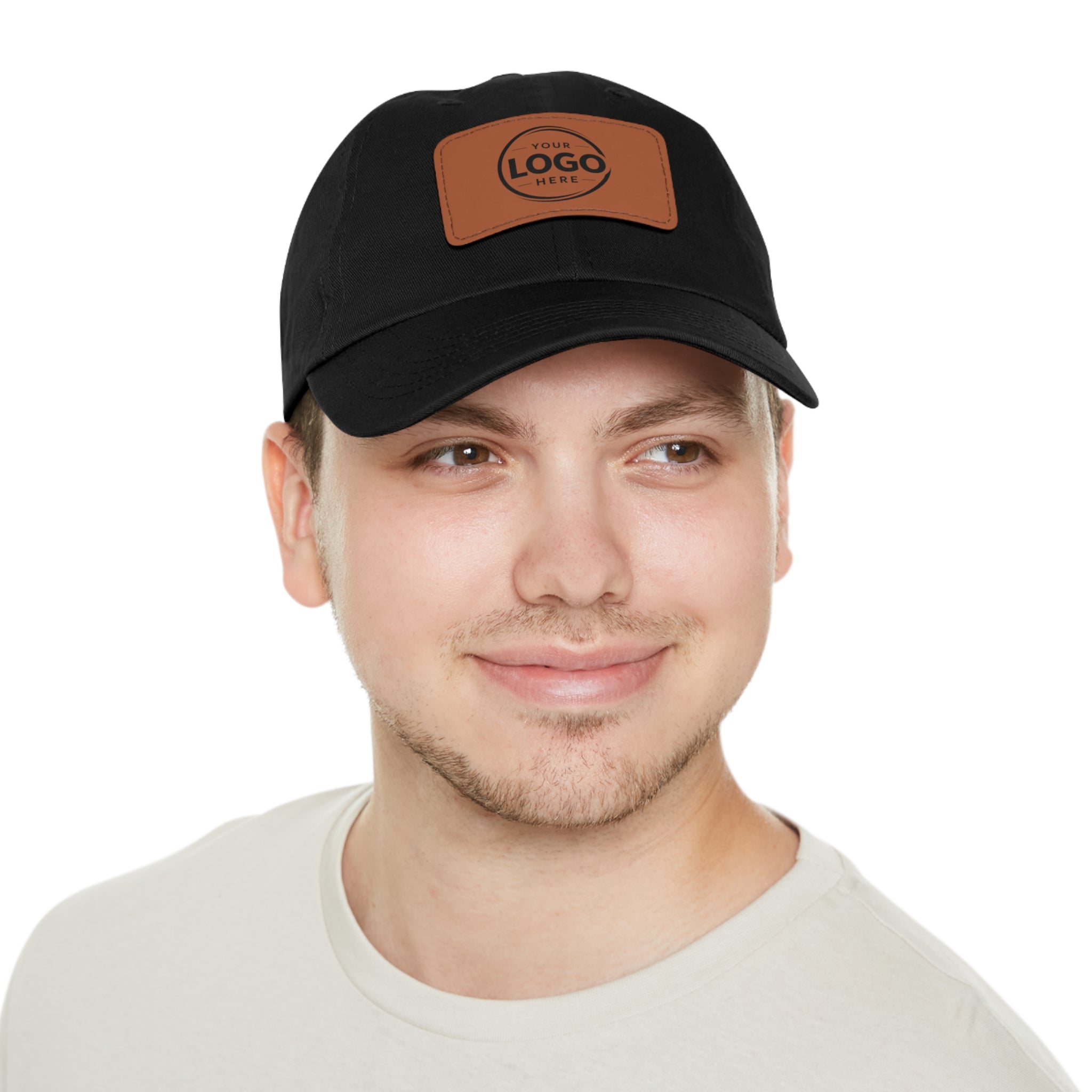 Leather Patch Dad Hat — Custom Logo Rectangular Patch Cap