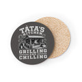 Personalized "Tata's Kitchen: Grilling and Chilling" Cork Drink Coaster ( Round or Square)