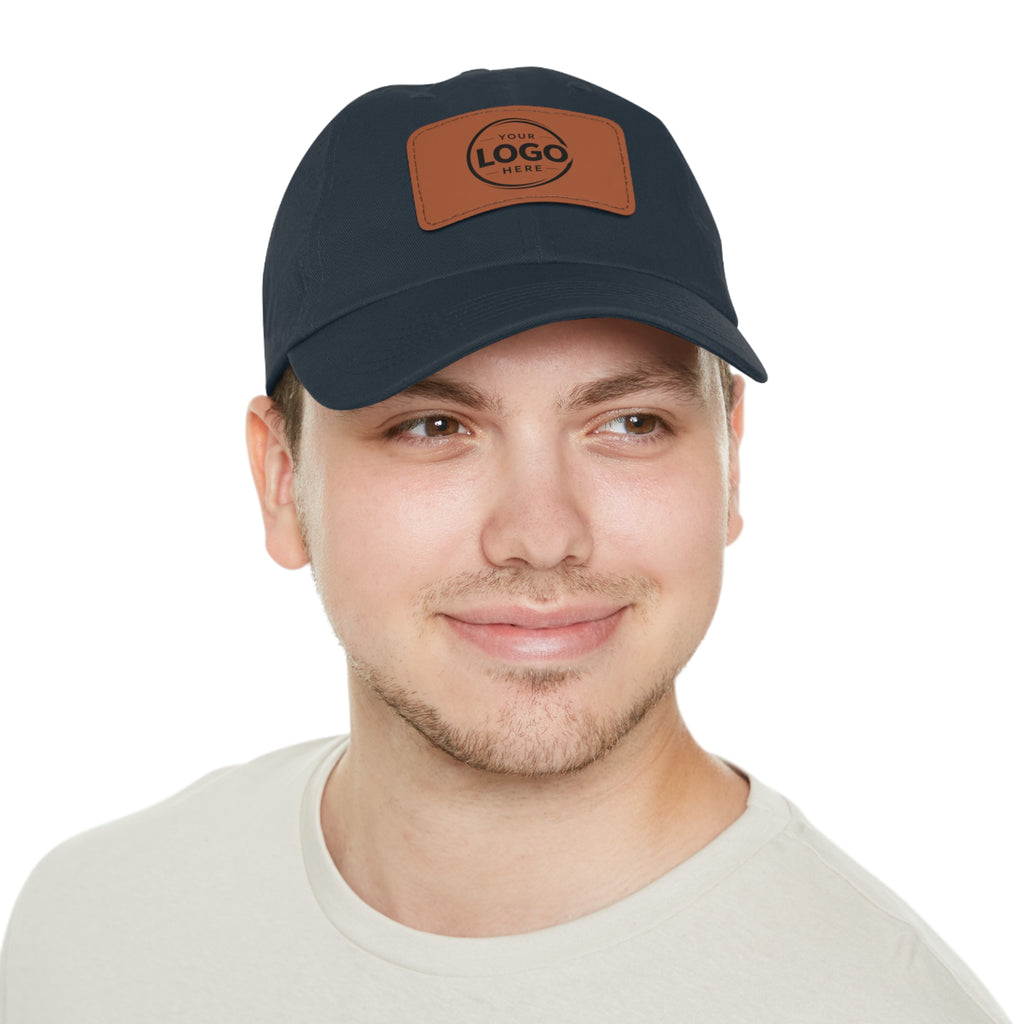 Leather Patch Dad Hat — Custom Logo Rectangular Patch Cap