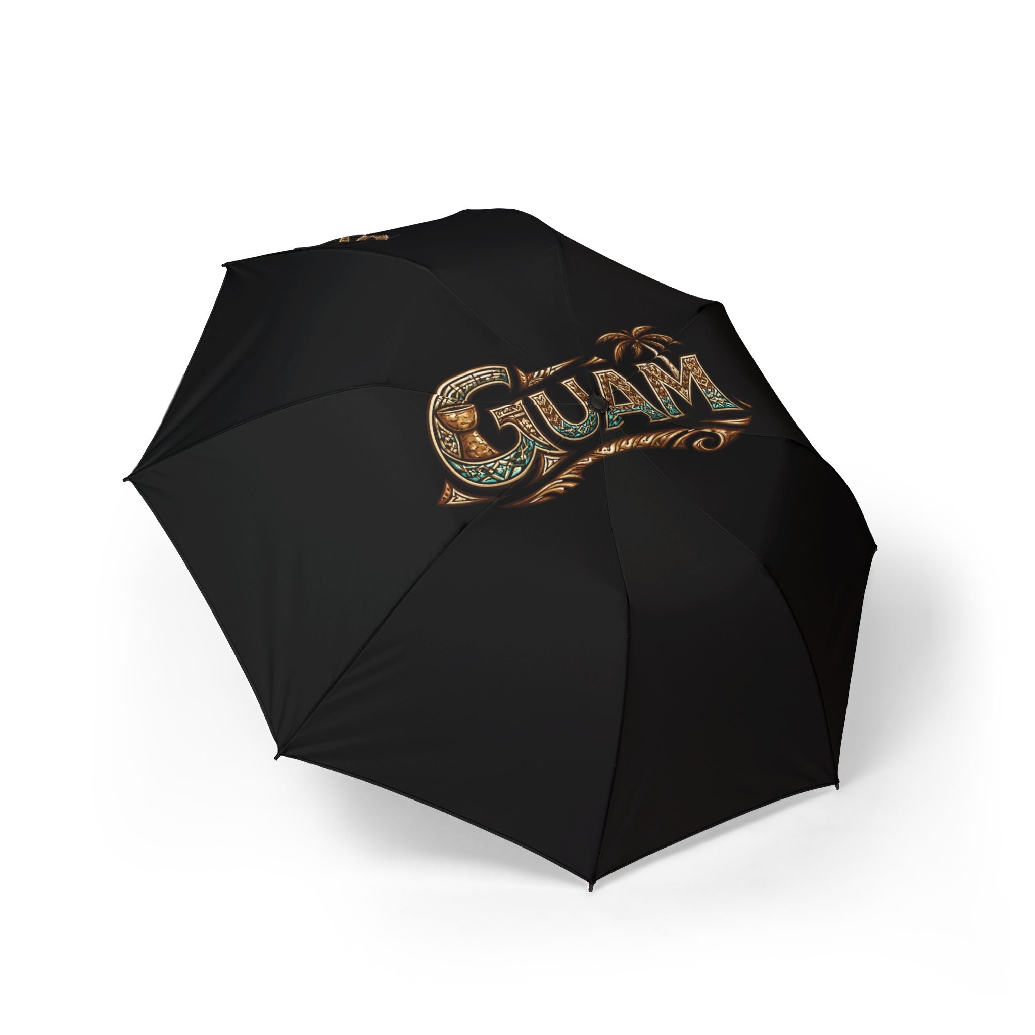 GUAM Foldable Umbrella  Rustic 'GUN' Vintage Camo Logo, Compact Semi-Automatic Rain Protector