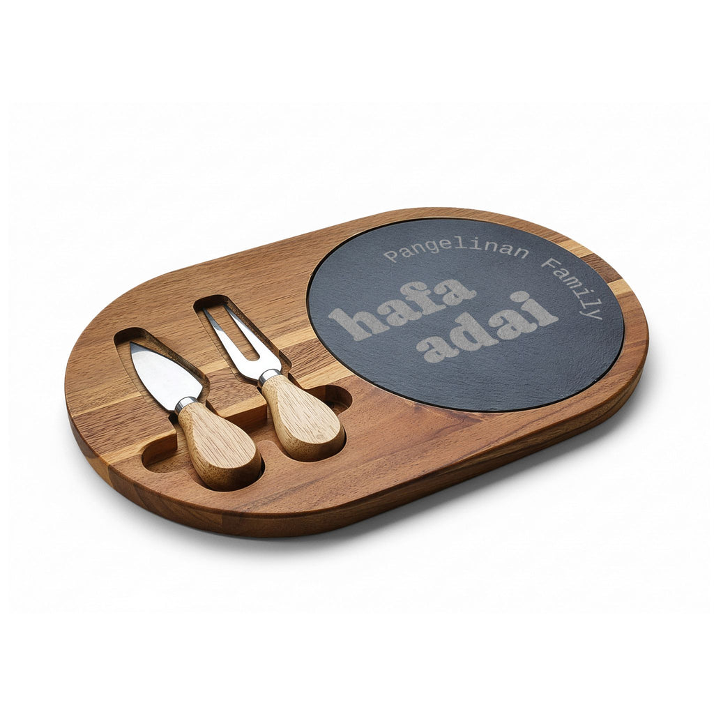 Personalized Engraved Charcuterie Board with Slate Insert