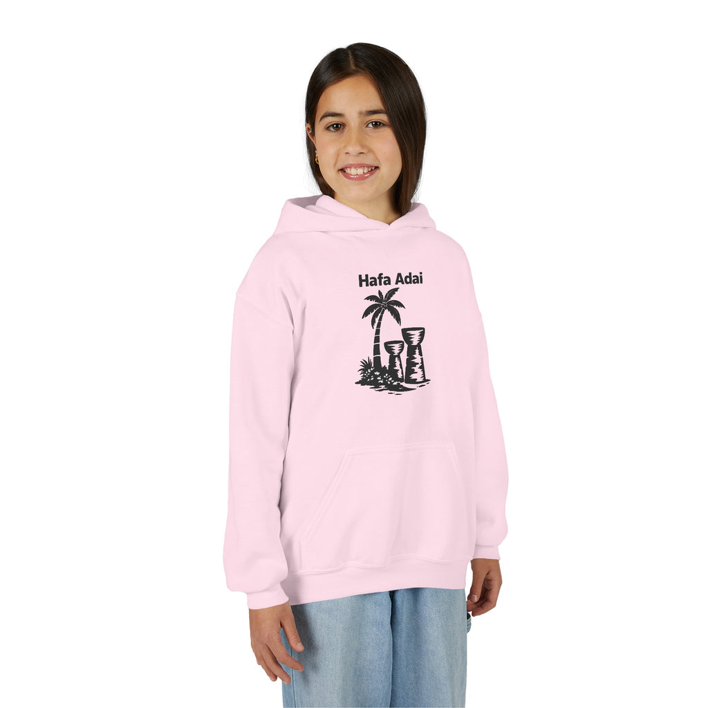 Personalized Hafa Adai Youth Hoodie — Guam Island Palm & Tiki Drum Sweatshirt