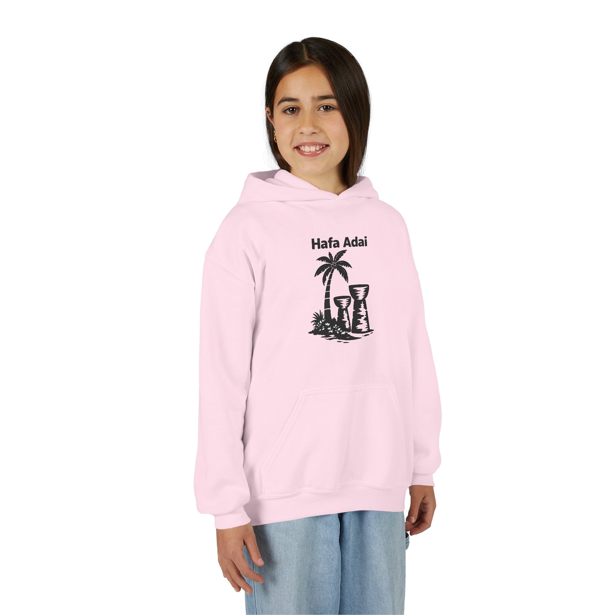 Personalized Hafa Adai Youth Hoodie — Guam Island Palm & Tiki Drum Sweatshirt
