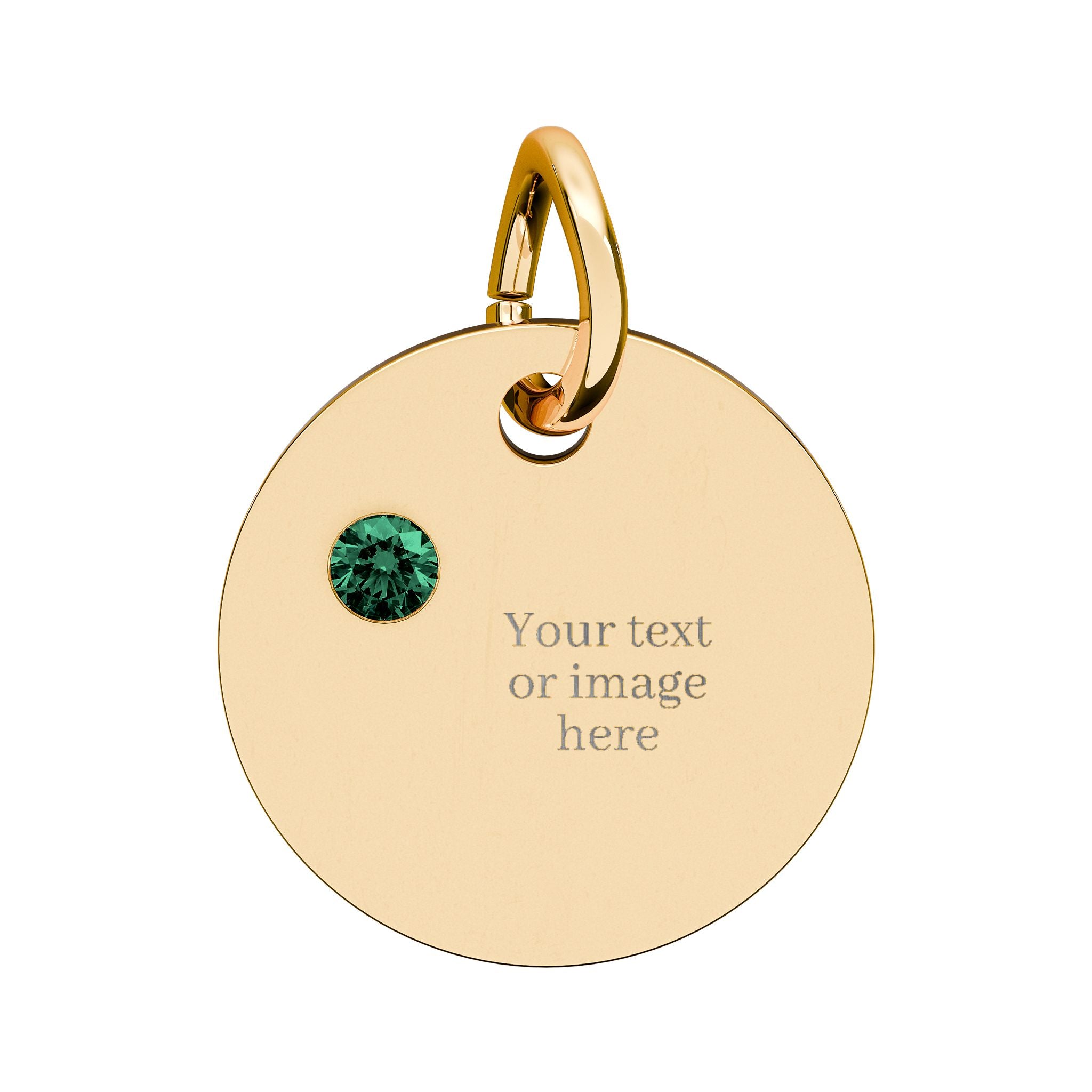 Engravable Birthstone Circle Charm — Personalized Necklace Pendant