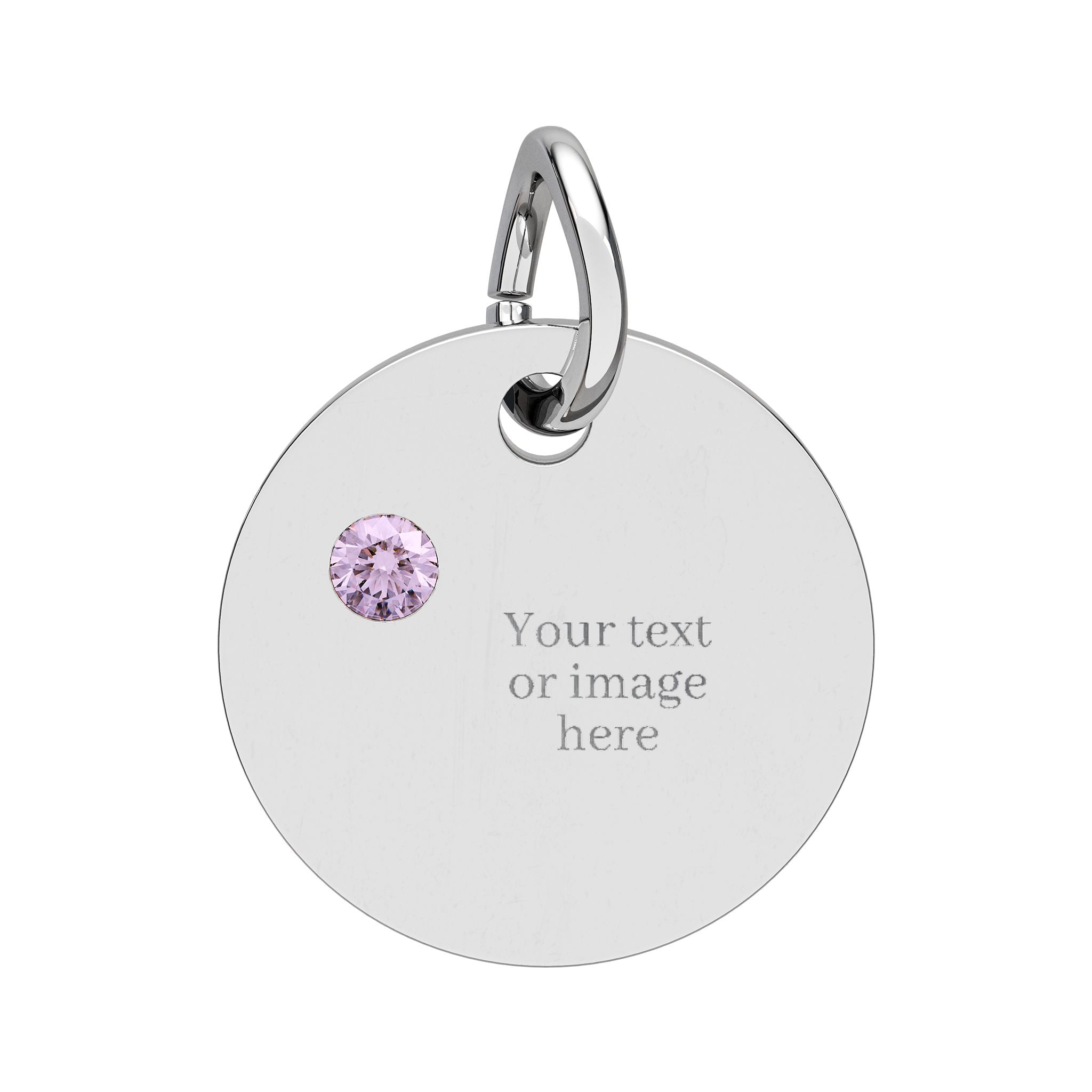 Engravable Birthstone Circle Charm — Personalized Necklace Pendant