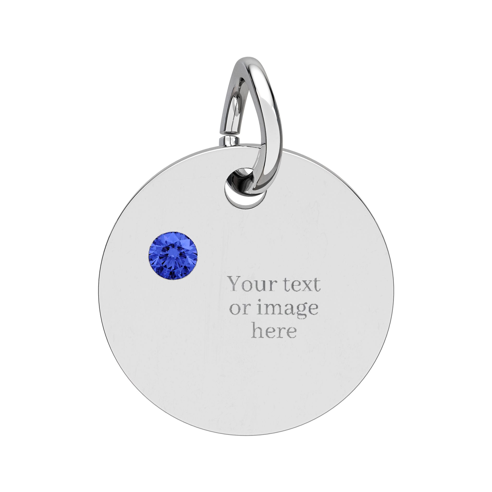 Engravable Birthstone Circle Charm — Personalized Necklace Pendant