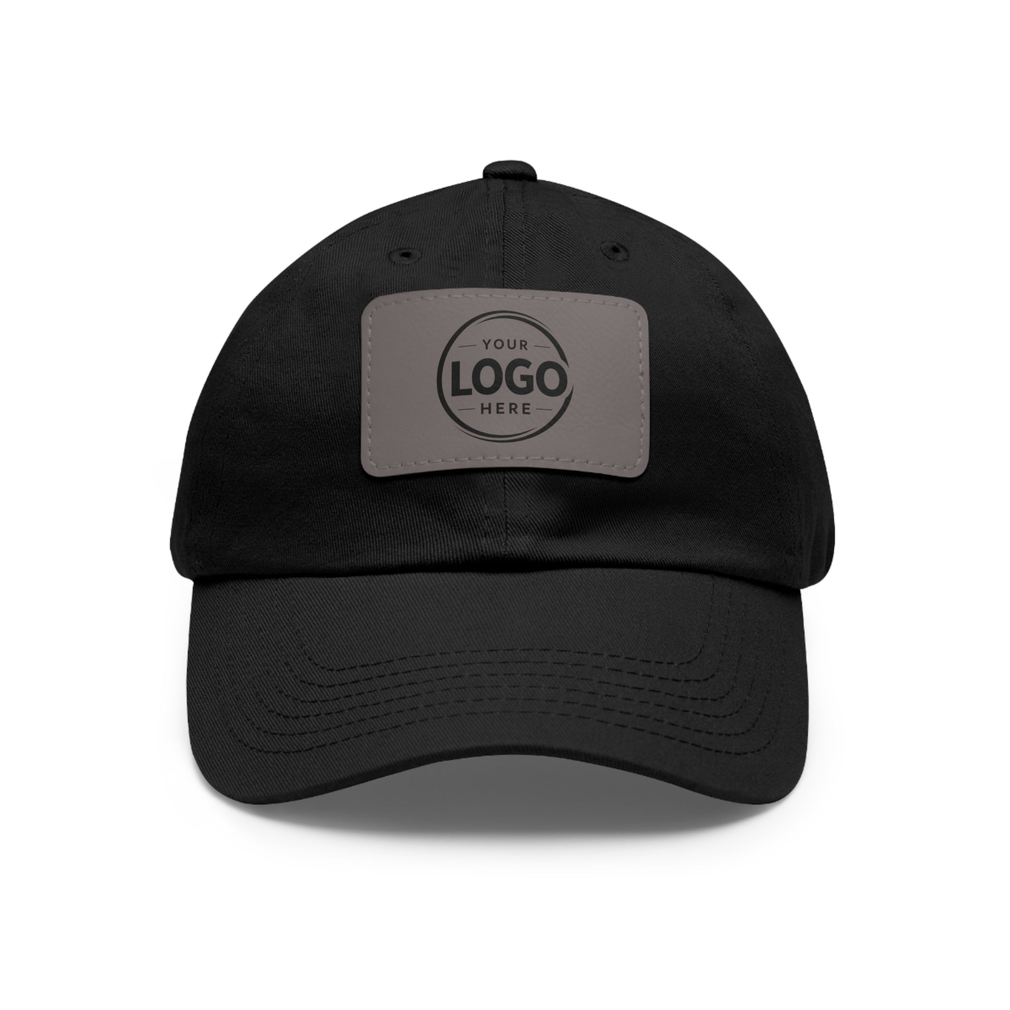 Leather Patch Dad Hat — Custom Logo Rectangular Patch Cap