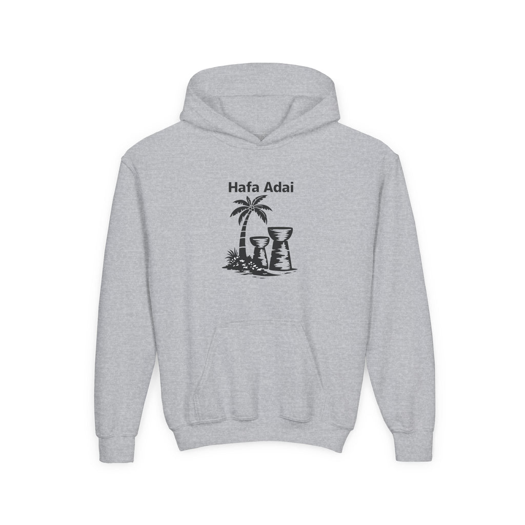Personalized Hafa Adai Youth Hoodie — Guam Island Palm & Tiki Drum Sweatshirt