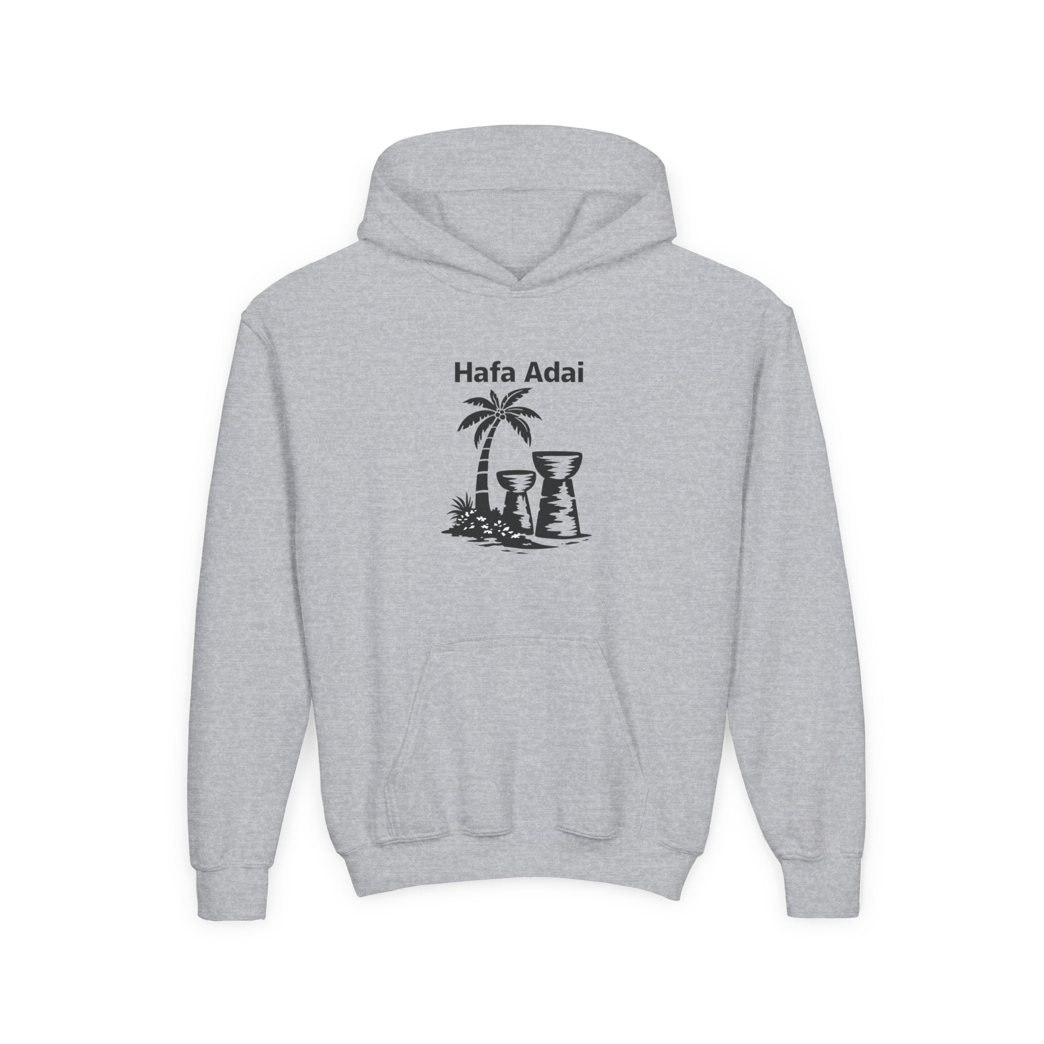 Personalized Hafa Adai Youth Hoodie — Guam Island Palm & Tiki Drum Sweatshirt