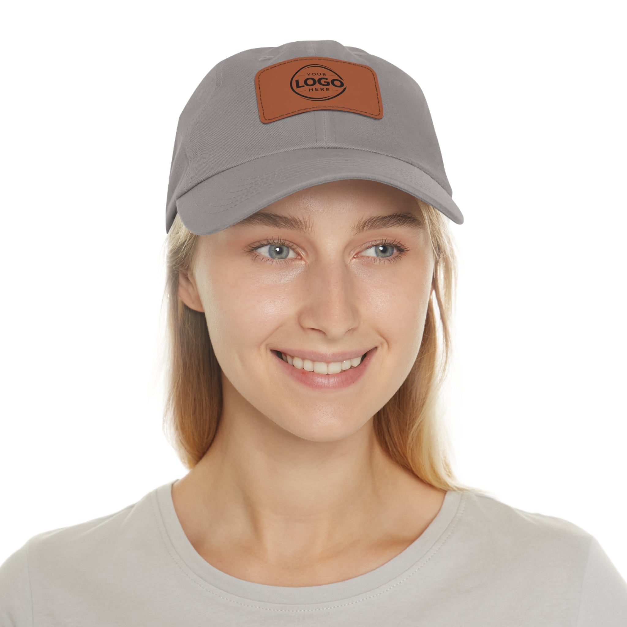 Leather Patch Dad Hat — Custom Logo Rectangular Patch Cap
