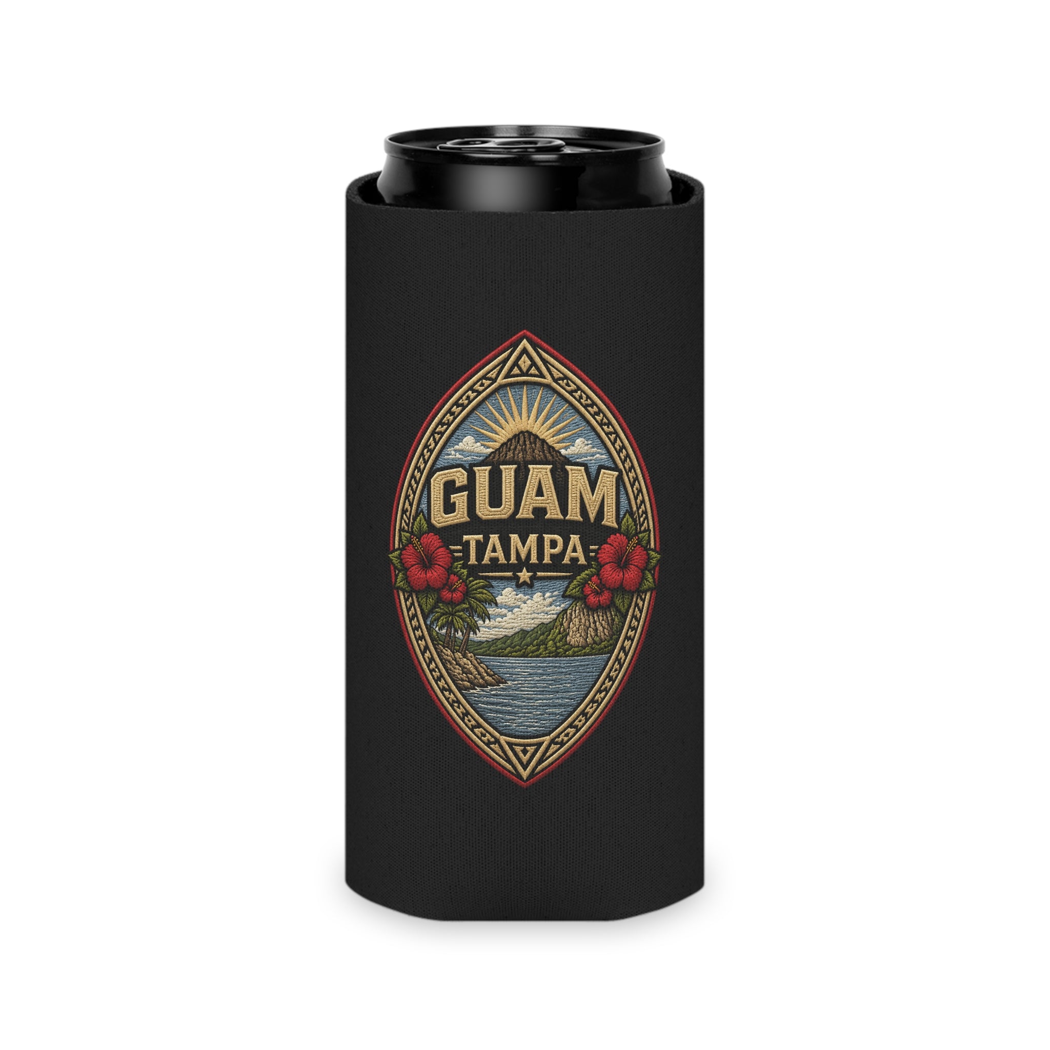 BLACK Guam Seal Tampa Can Cooler | Koozie