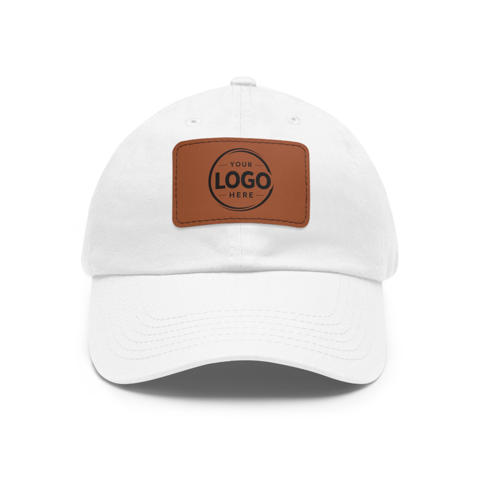 Leather Patch Dad Hat — Custom Logo Rectangular Patch Cap